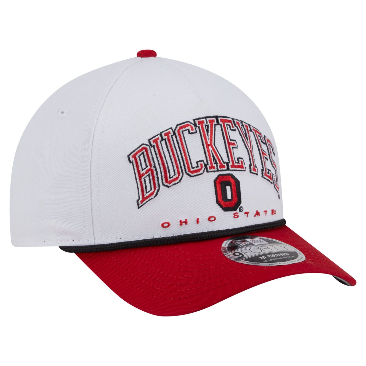 New Era Scarlet Ohio State Buckeyes Arch Two-Tone Rope 9FORTY A-Frame M-Crown Adjustable Hat - view number 3