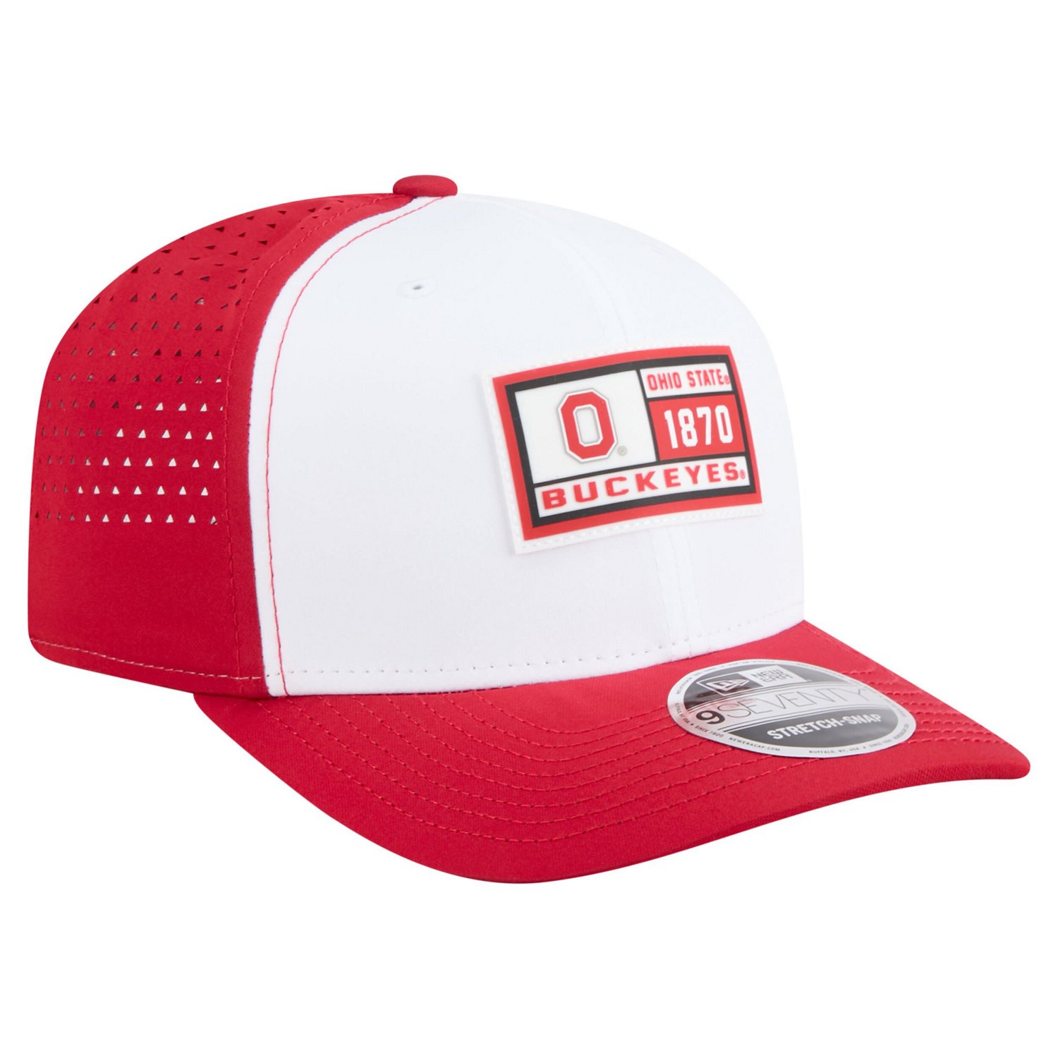 New Era Scarlet Ohio State Buckeyes Perforated Patched 9SEVENTY Adjustable Hat - view number 3