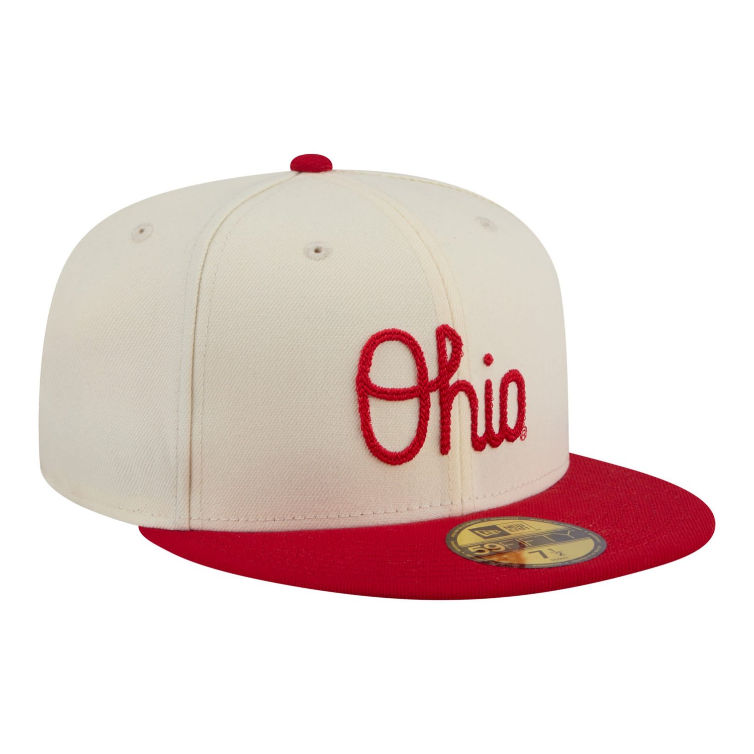 New Era Scarlet Ohio State Buckeyes Two-Tone Script 59FIFTY Fitted Hat - view number 3