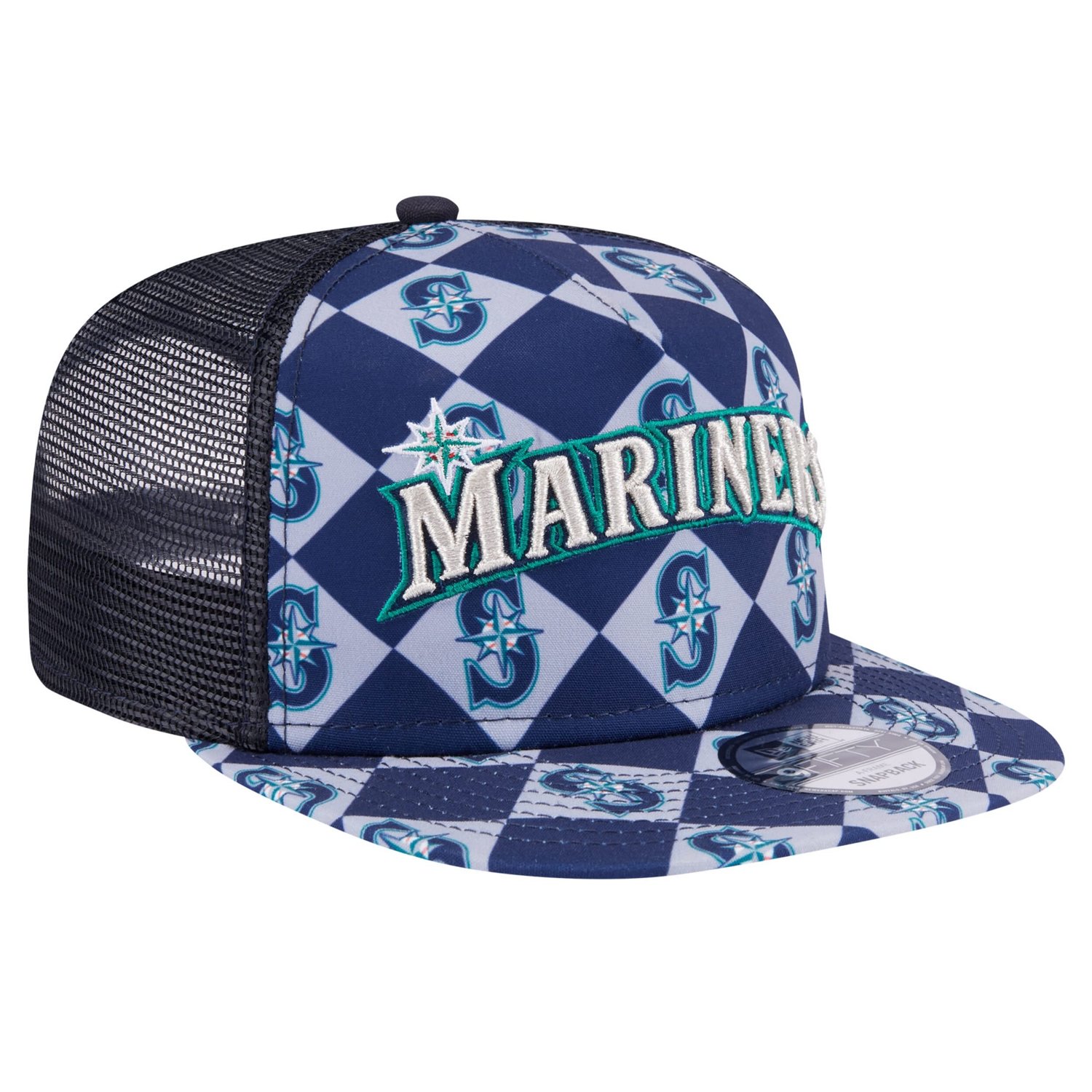 New Era Seattle Mariners Seeing Diamonds A-Frame Trucker 9FIFTY Snapback Hat - view number 3