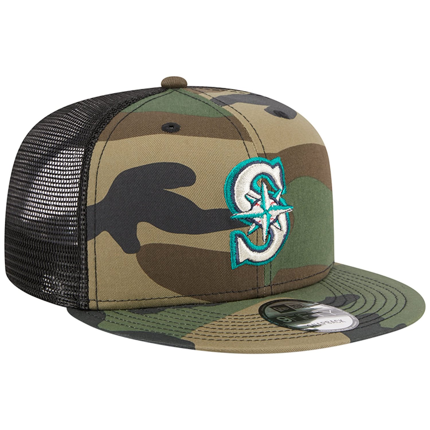 New Era Seattle Mariners Woodland Trucker 9FIFTY Snapback Hat - view number 3