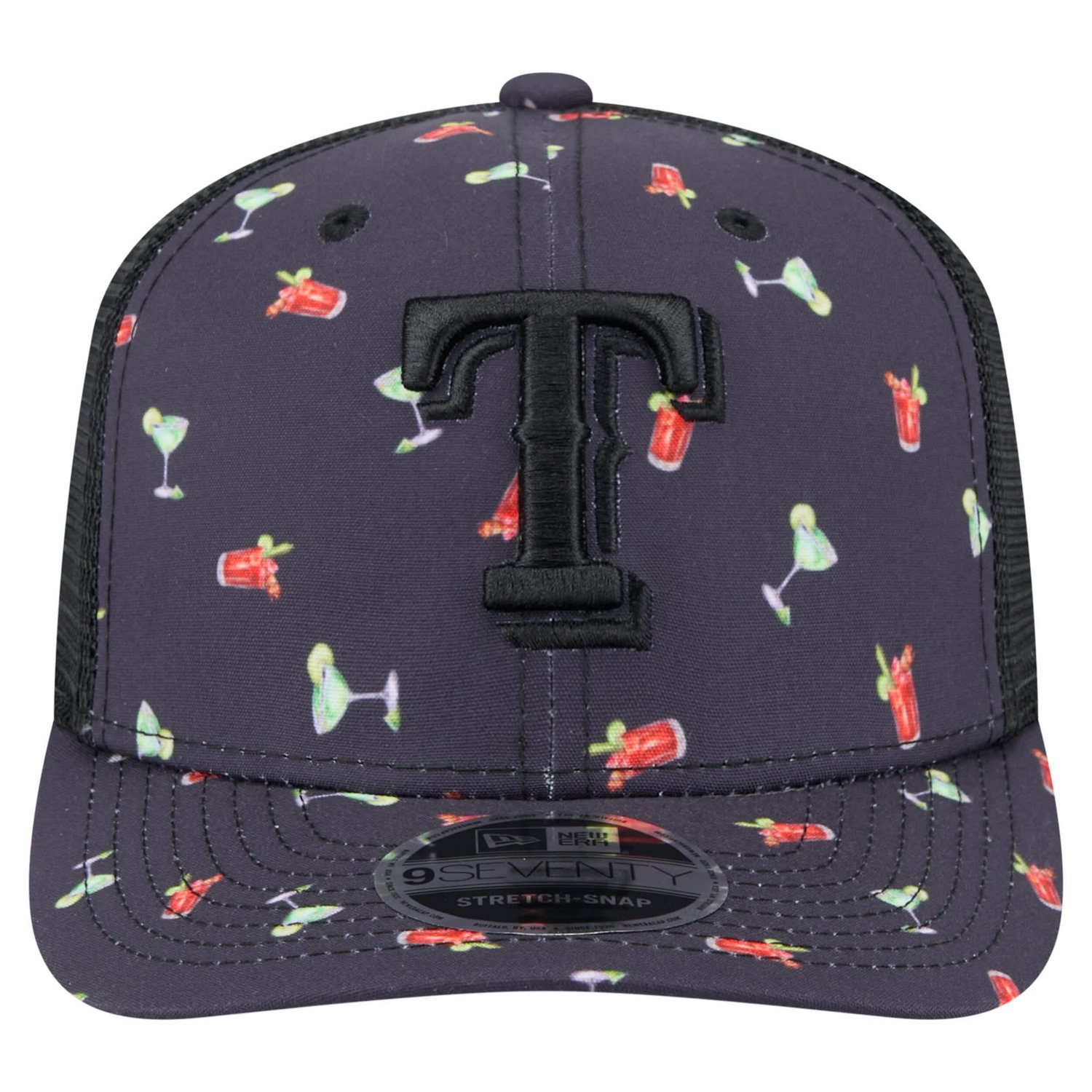 New Era Texas Rangers Adventure Drinks Pattern 9SEVENTY Stretch-Snap Hat