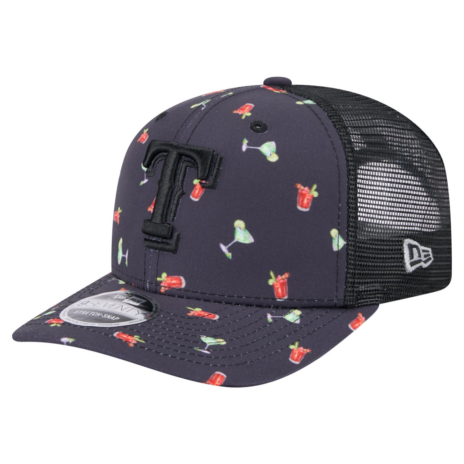 New Era Texas Rangers Adventure Drinks Pattern 9SEVENTY Stretch-Snap Hat