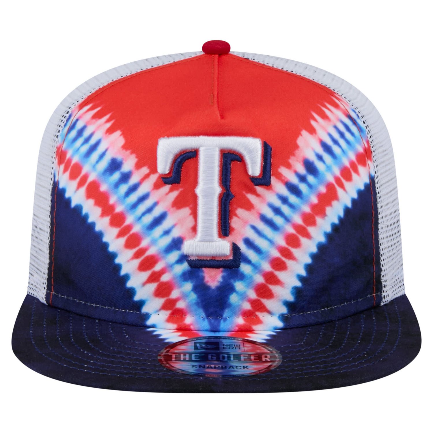 New Era Texas Rangers Tie-Dye Golfer Trucker Adjustable Hat