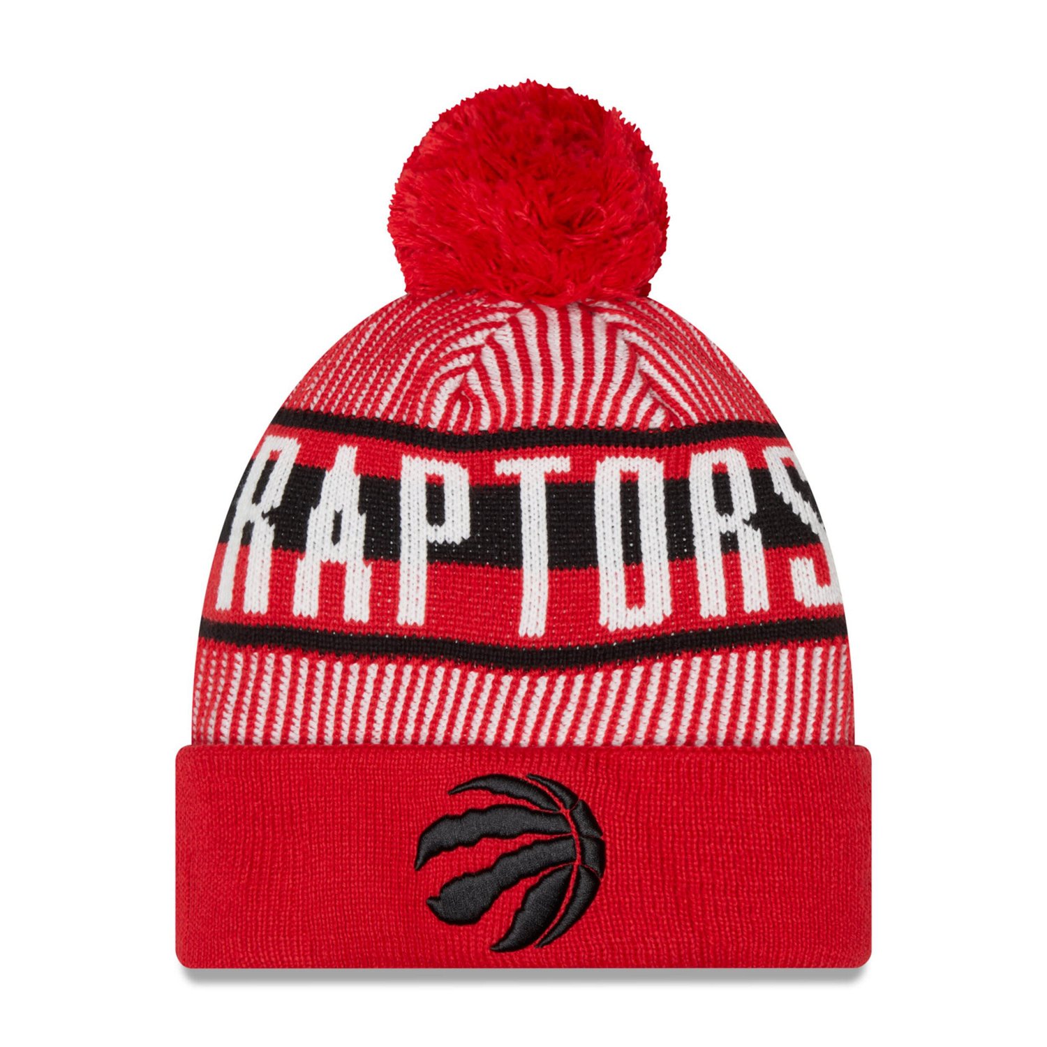 New Era Toronto Raptors Striped Cuffed Pom Knit Hat