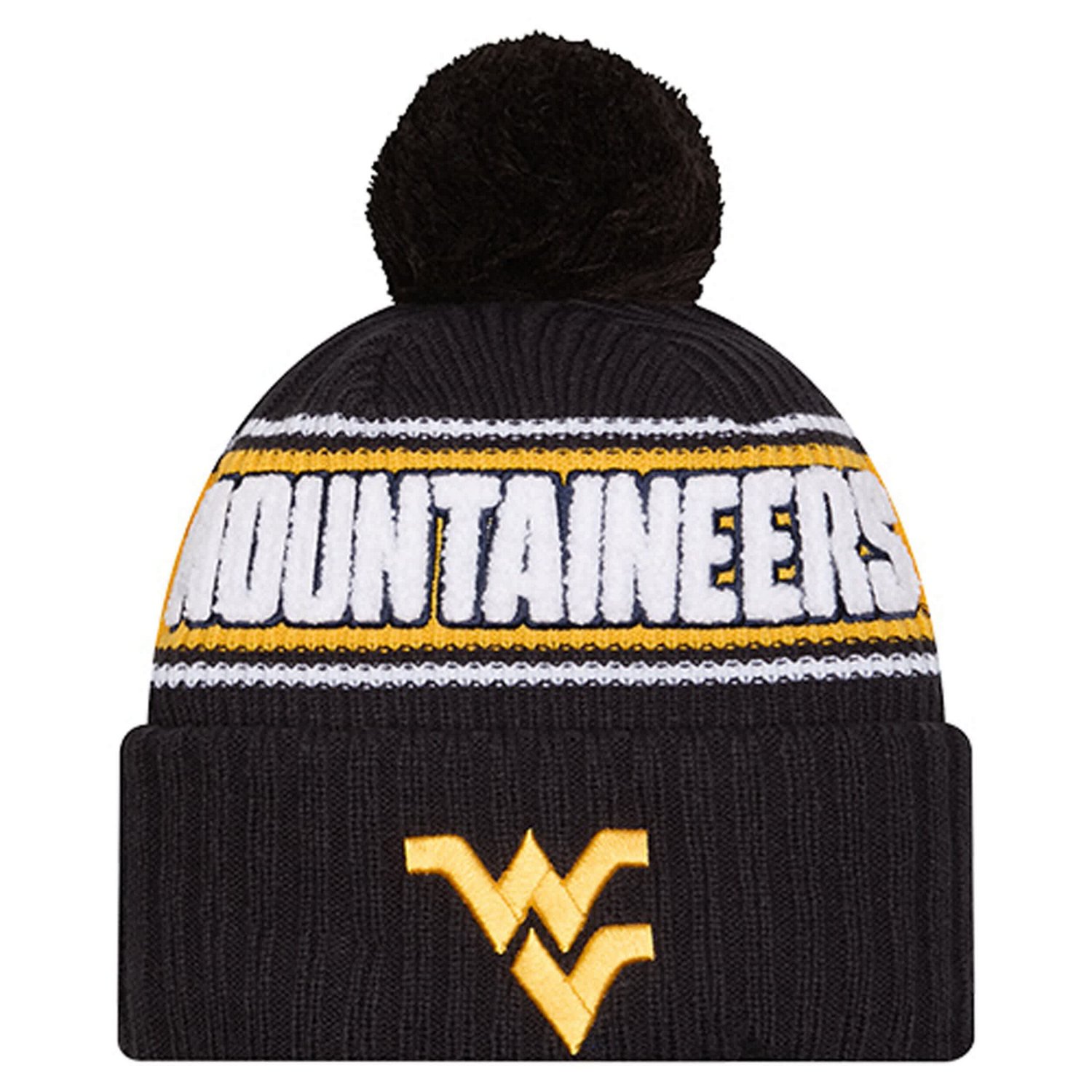 New Era West Virginia Mountaineers Bold Cuffed Knit Hat with Pom