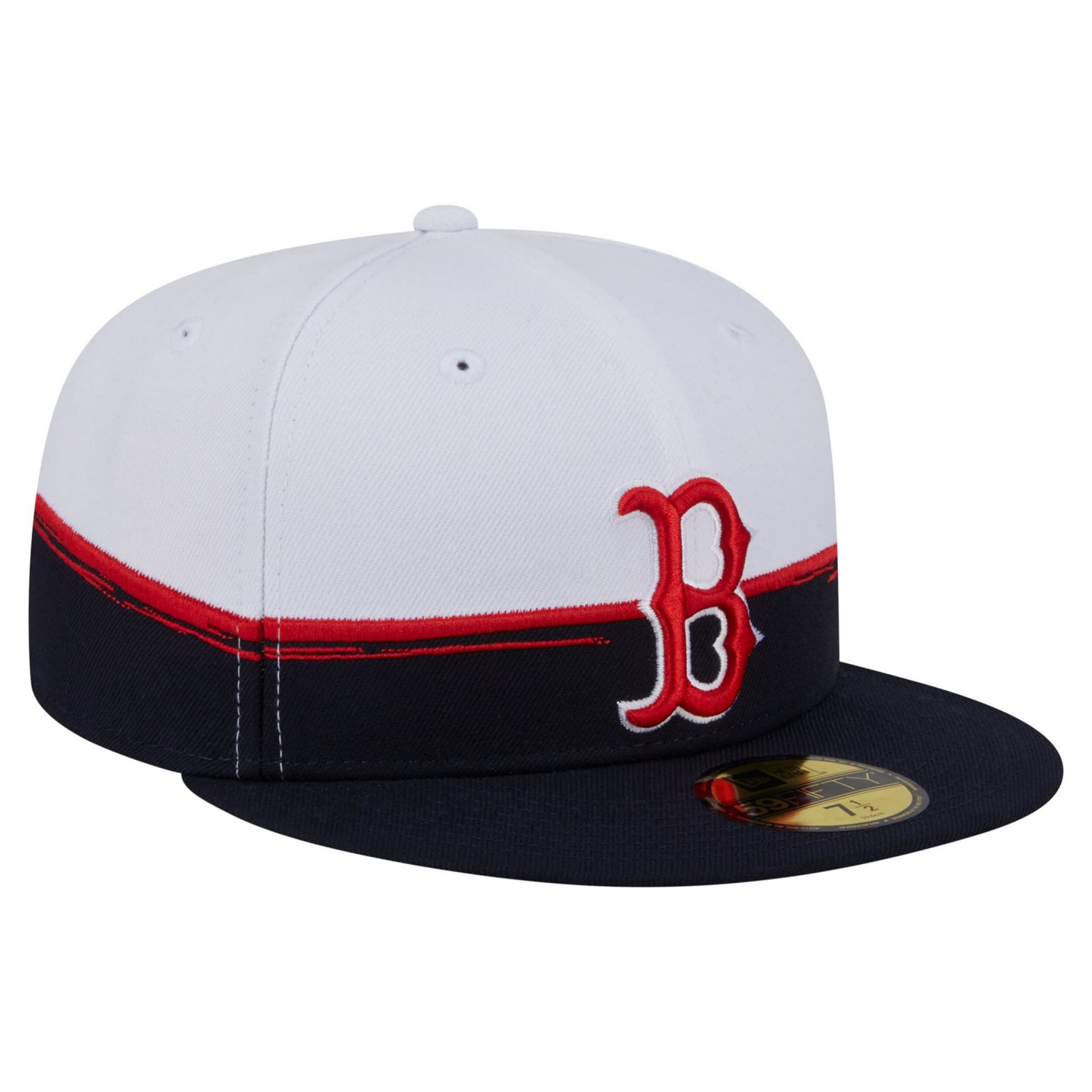 New Era White Boston Red Sox Paint Stroke 59FIFTY Fitted Hat - view number 3
