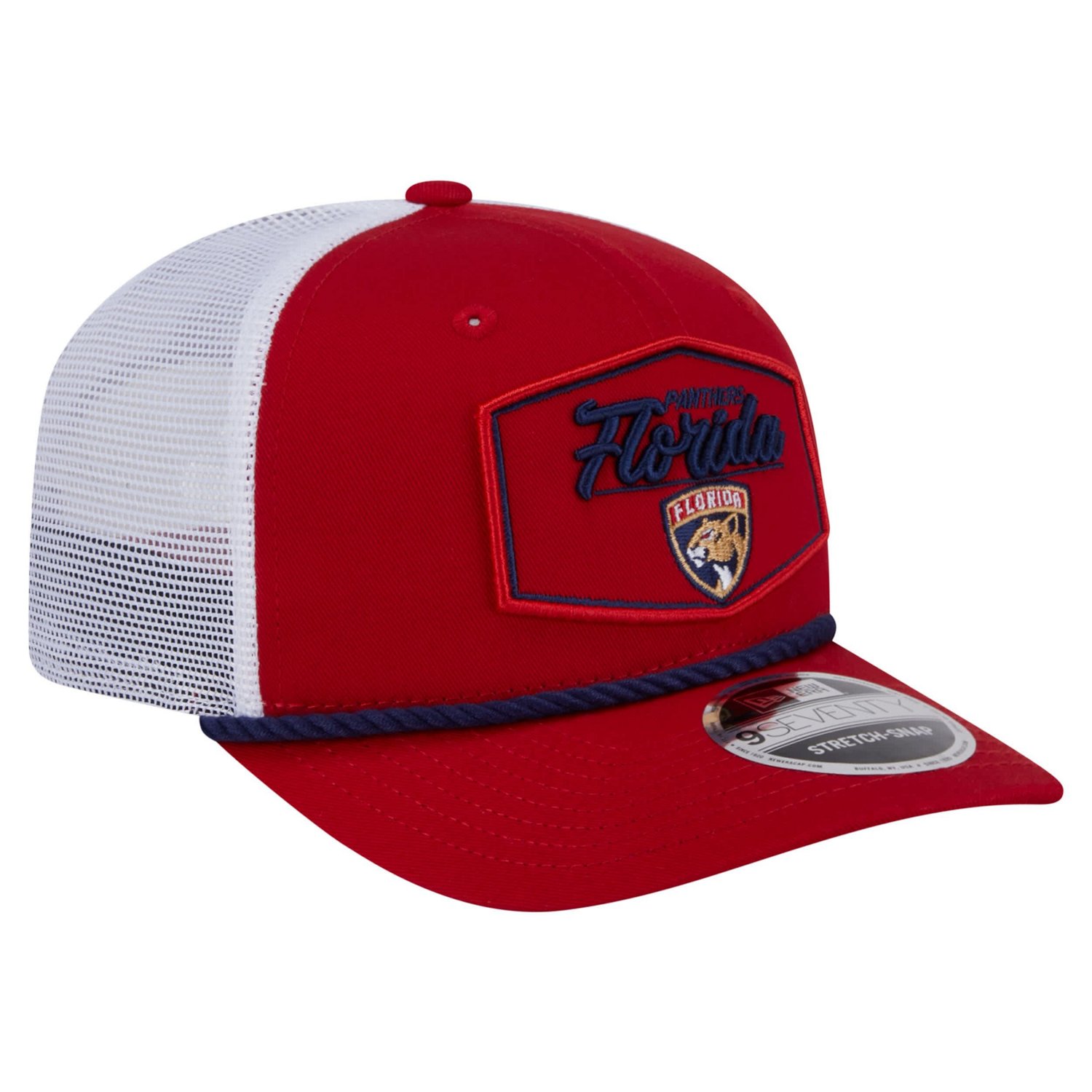 New Era White Florida Panthers Team Patch Basic 9SEVENTY Adjustable Trucker Hat - view number 3