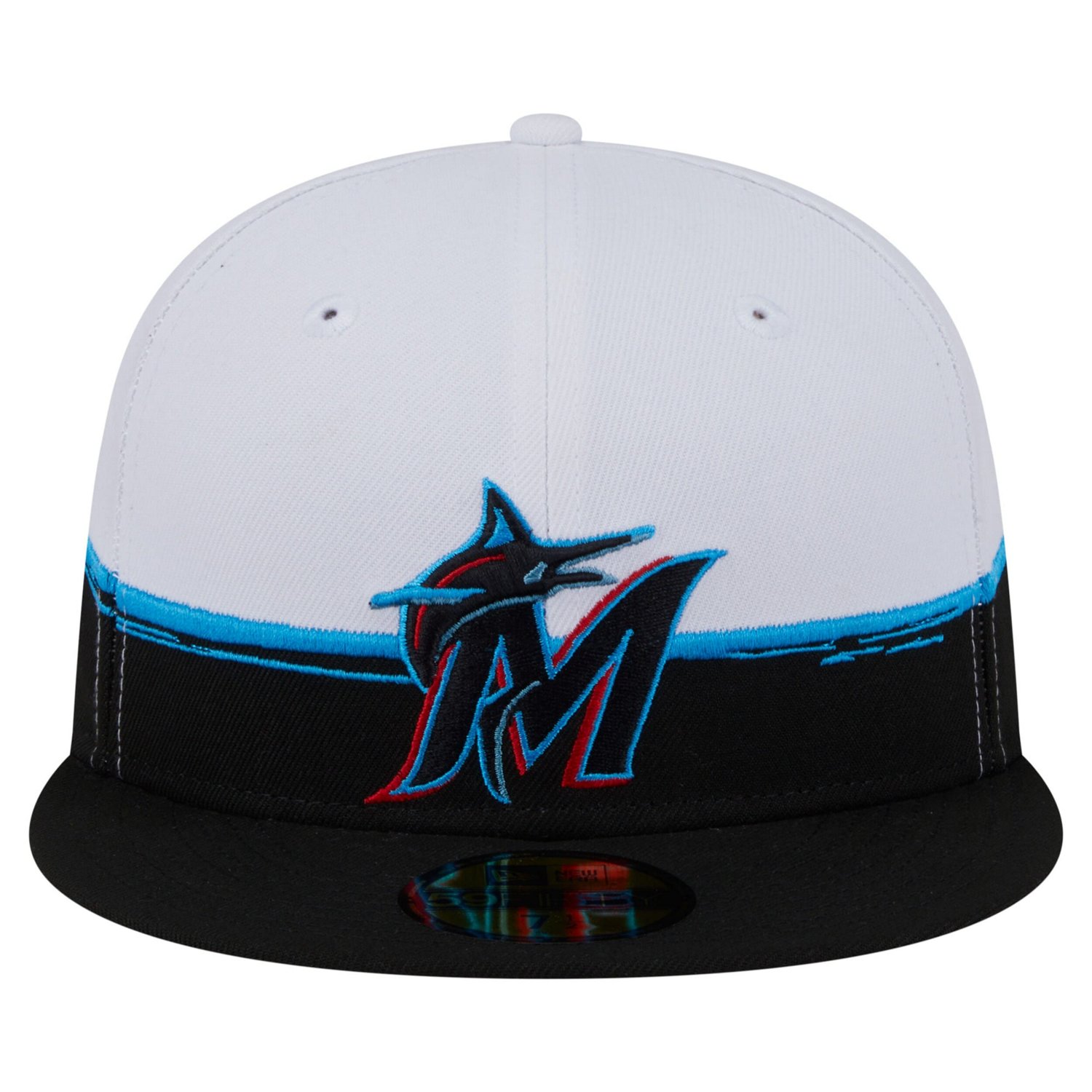 New Era White Miami Marlins Paint Stroke 59FIFTY Fitted Hat - view number 2