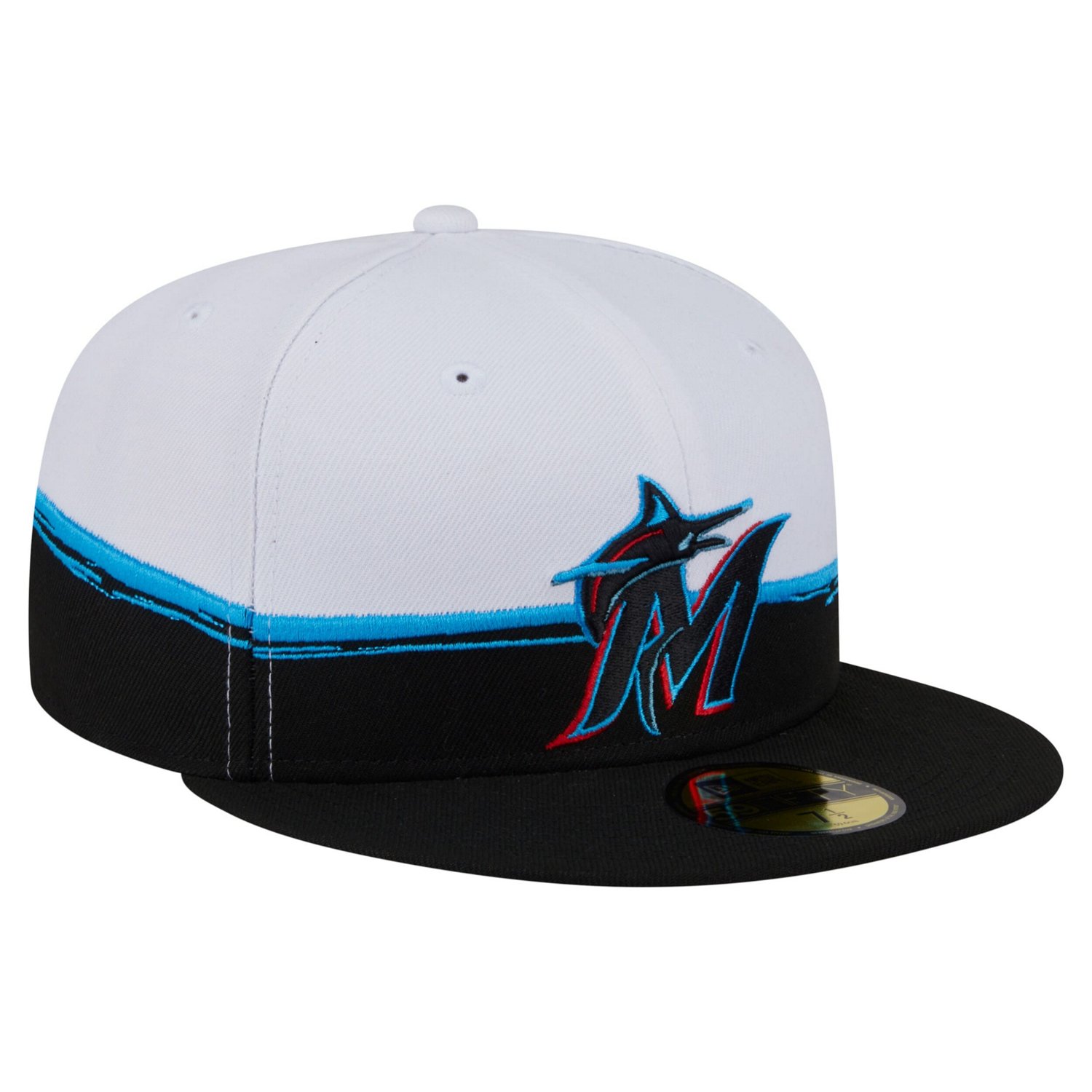 New Era White Miami Marlins Paint Stroke 59FIFTY Fitted Hat - view number 3