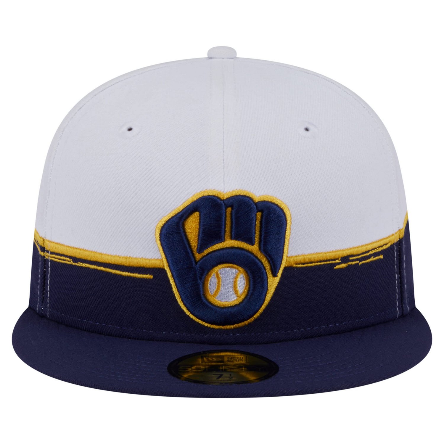 New Era White Milwaukee Brewers Paint Stroke 59FIFTY Fitted Hat - view number 2