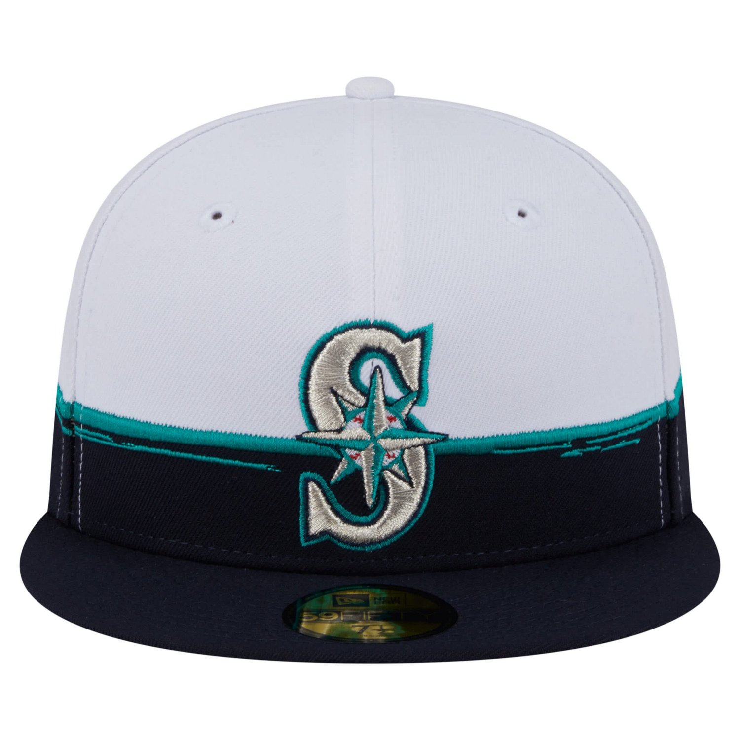 New Era White Seattle Mariners Paint Stroke 59FIFTY Fitted Hat - view number 2