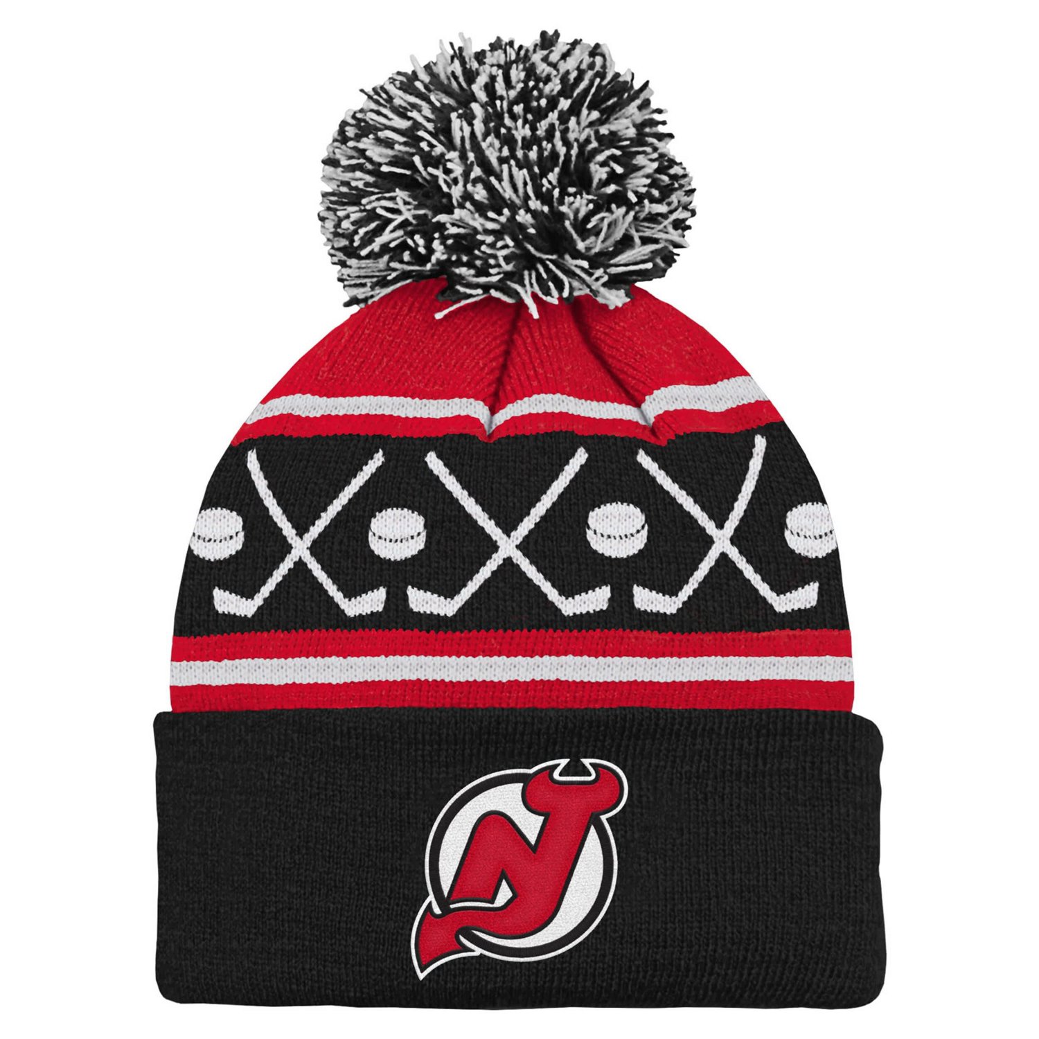 New Jersey Devils Face-Off Cuffed Knit Hat with Pom