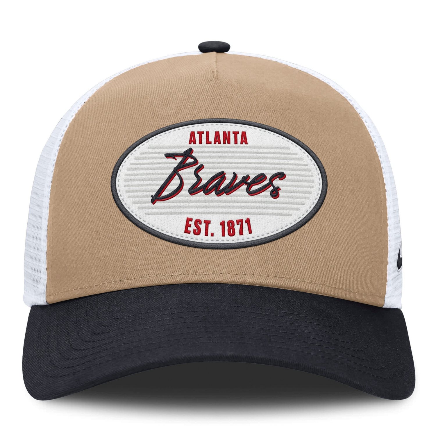 Nike Black Atlanta Braves Rise A-Frame Trucker Adjustable Hat - view number 2