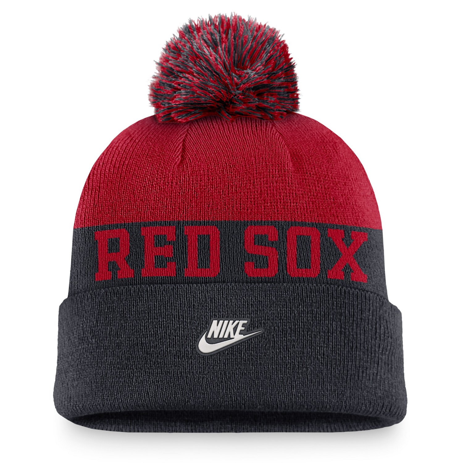 Nike Boston Red Sox Rewind Peak Cuffed Knit Hat with Pom Academy