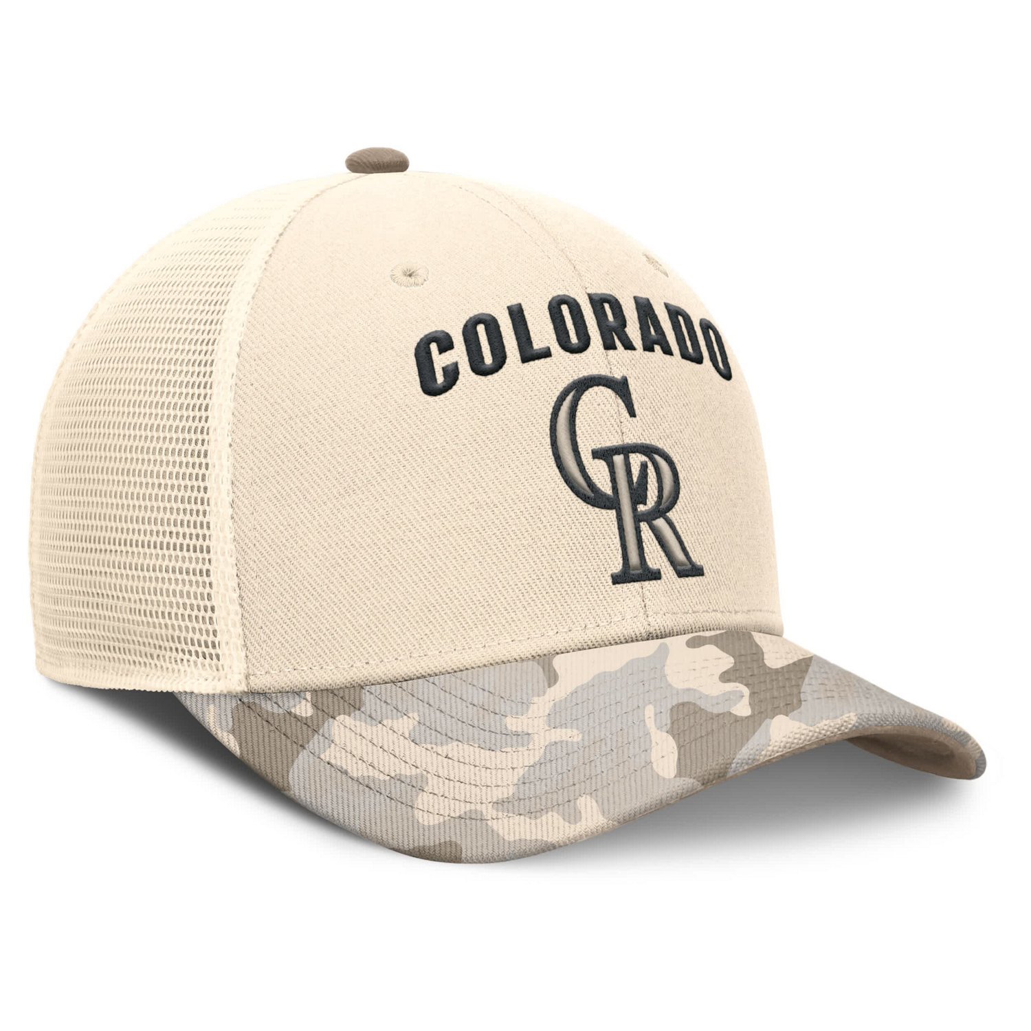Nike Colorado Rockies Camo Pack Rise Adjustable Trucker Hat - view number 3