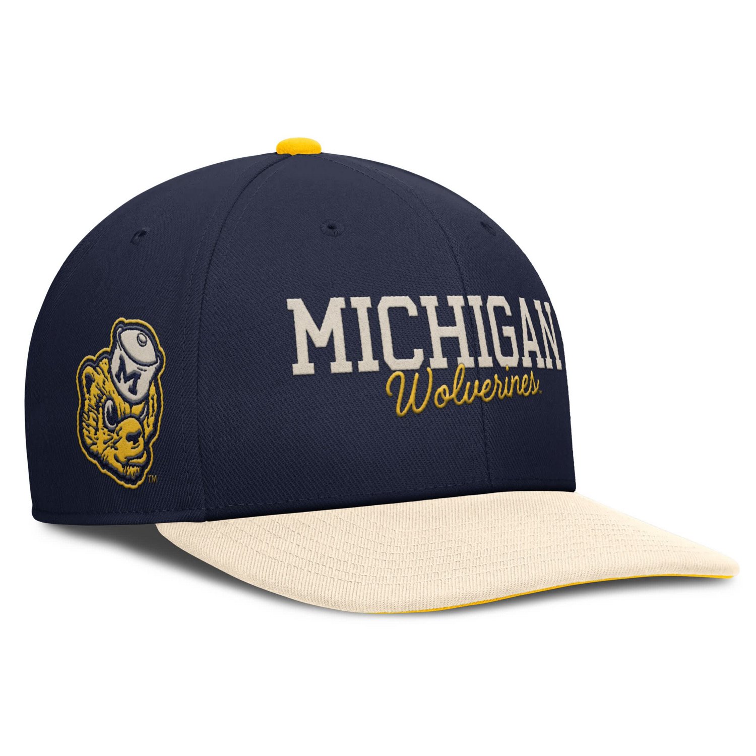 Nike Cream Michigan Wolverines Pro Legacy Script Snapback Hat