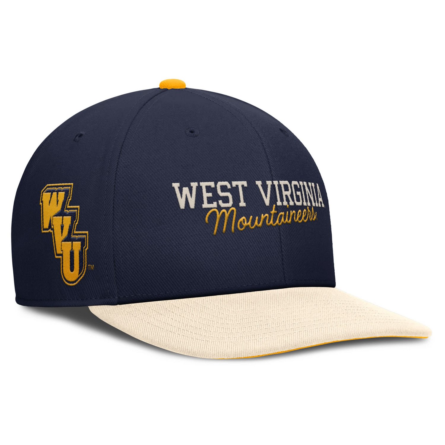 Nike Cream West Virginia Mountaineers Pro Legacy Script Snapback Hat