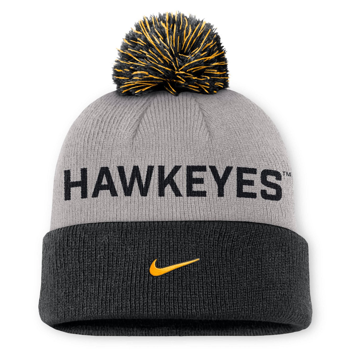 Nike Iowa Hawkeyes Primetime Peak Cuffed Knit Hat with Pom - view number 2