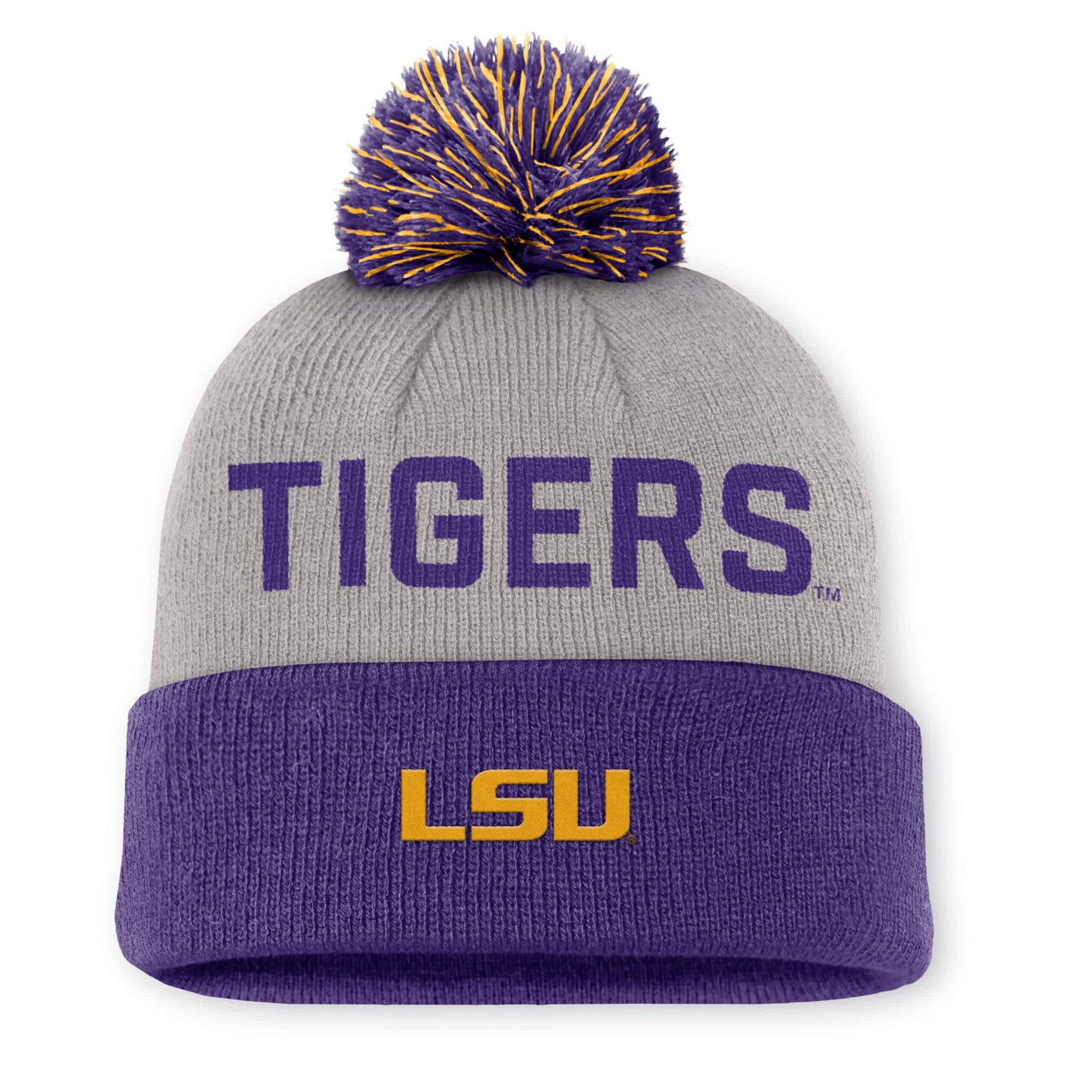 Nike LSU Tigers Primetime Peak Cuffed Knit Hat with Pom