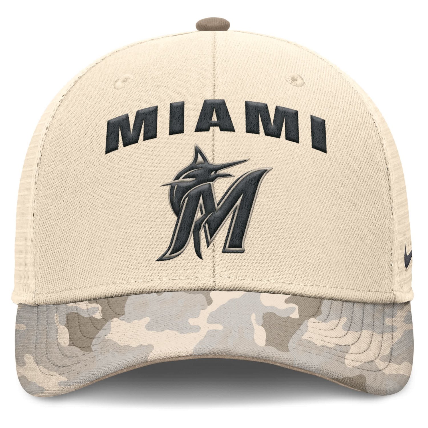Nike Miami Marlins Camo Pack Rise Adjustable Trucker Hat