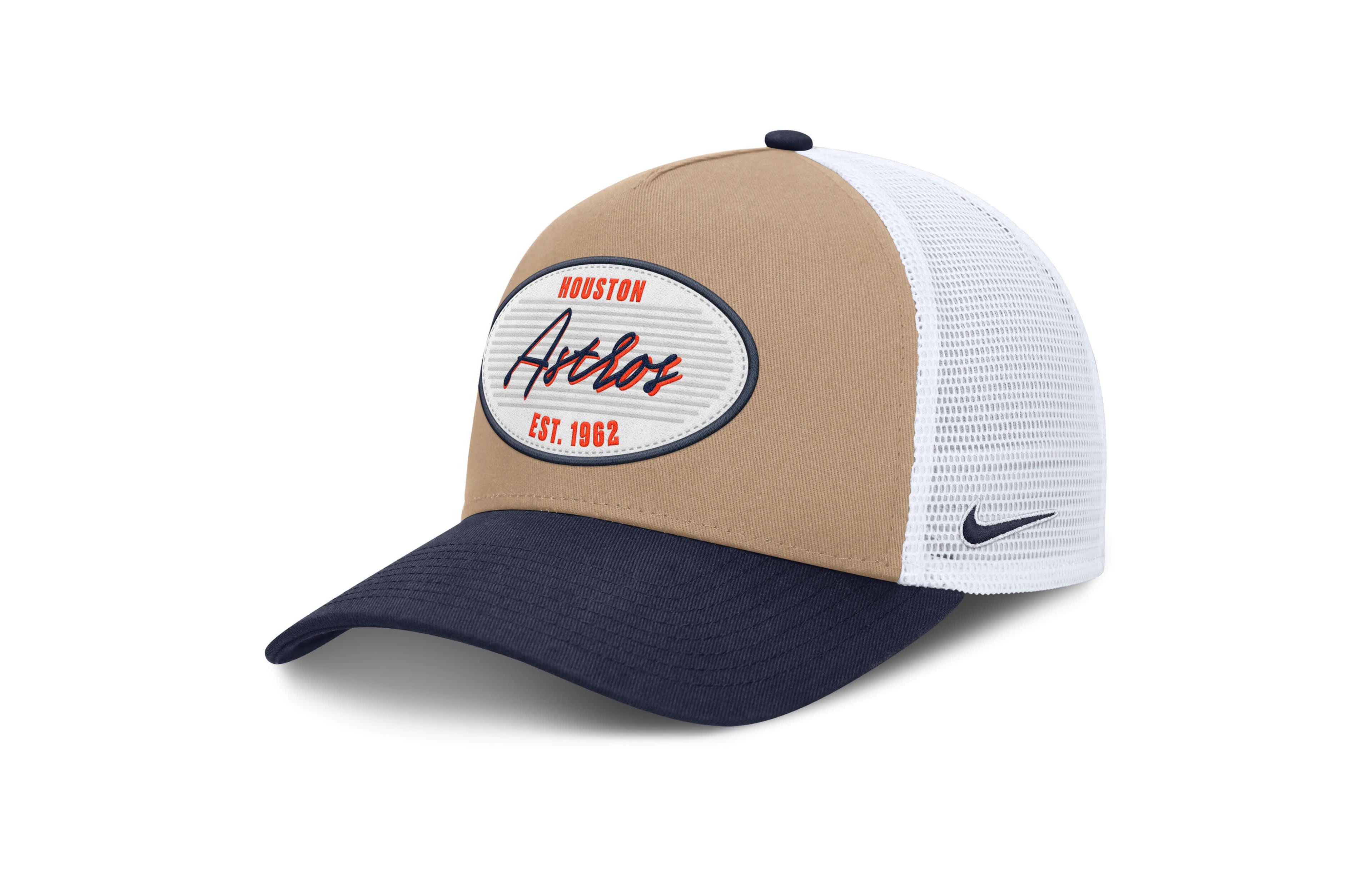 Nike Navy Houston Astros Rise A-Frame Trucker Adjustable Hat