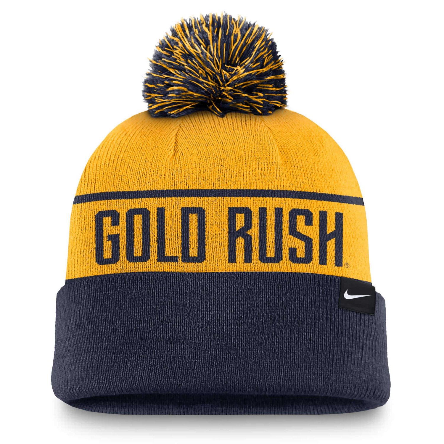 Nike Navy West Virginia Mountaineers Local Peak Cuffed Knit Hat with Pom - view number 2