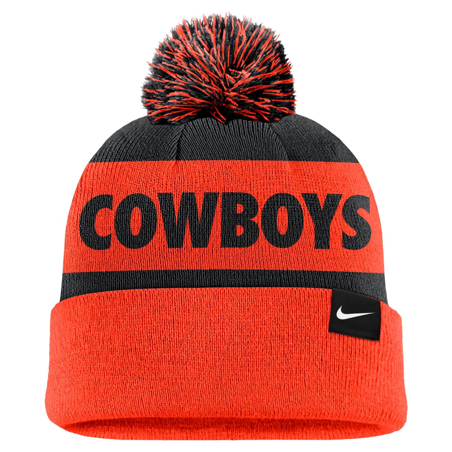 Nike Orange Oklahoma State Cowboys Peak Stripe Cuffed Knit Hat with Pom                                                          - view number 2