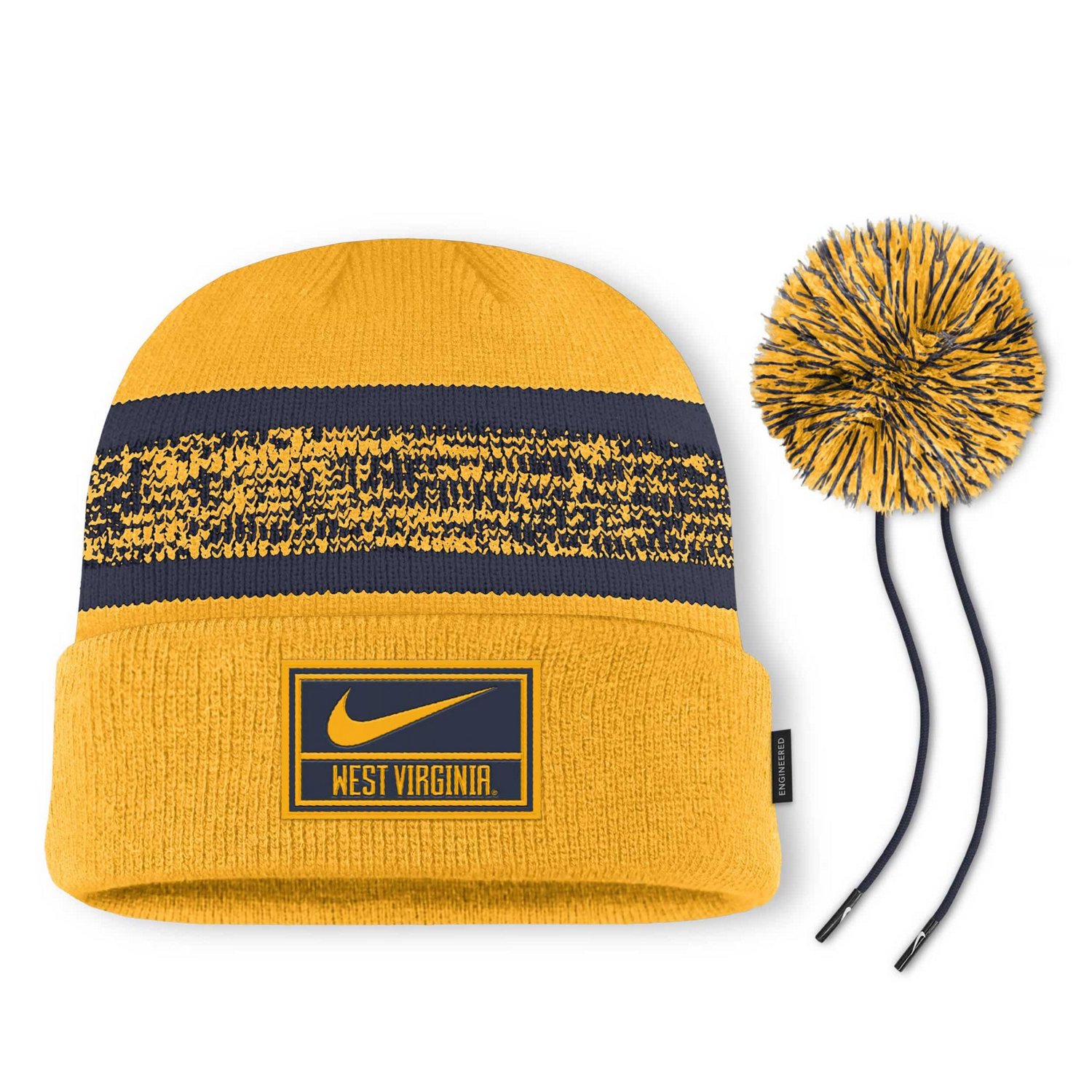 Nike West Virginia Mountaineers On-Field Peak Cuffed Knit Hat with Pom - view number 2