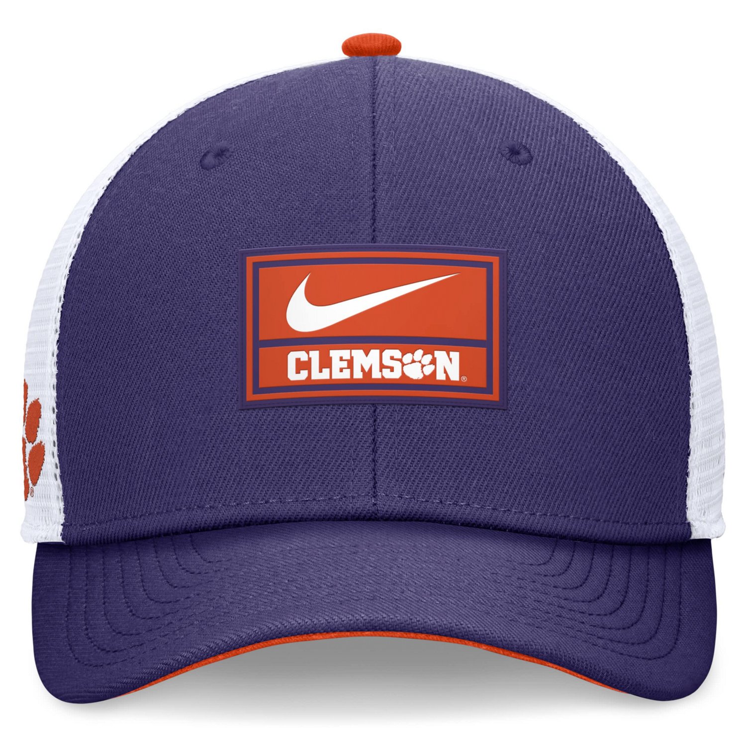 Nike White Clemson Tigers 2024 On Field Swoosh Trucker Adjustable Hat                                                            - view number 2
