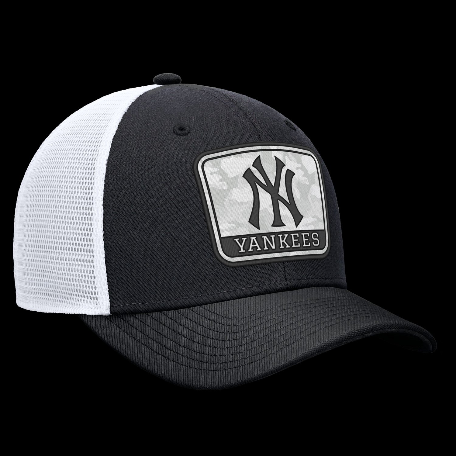 Nike White New York Yankees Camo Rise Trucker Dri-FIT Adjustable Hat - view number 3