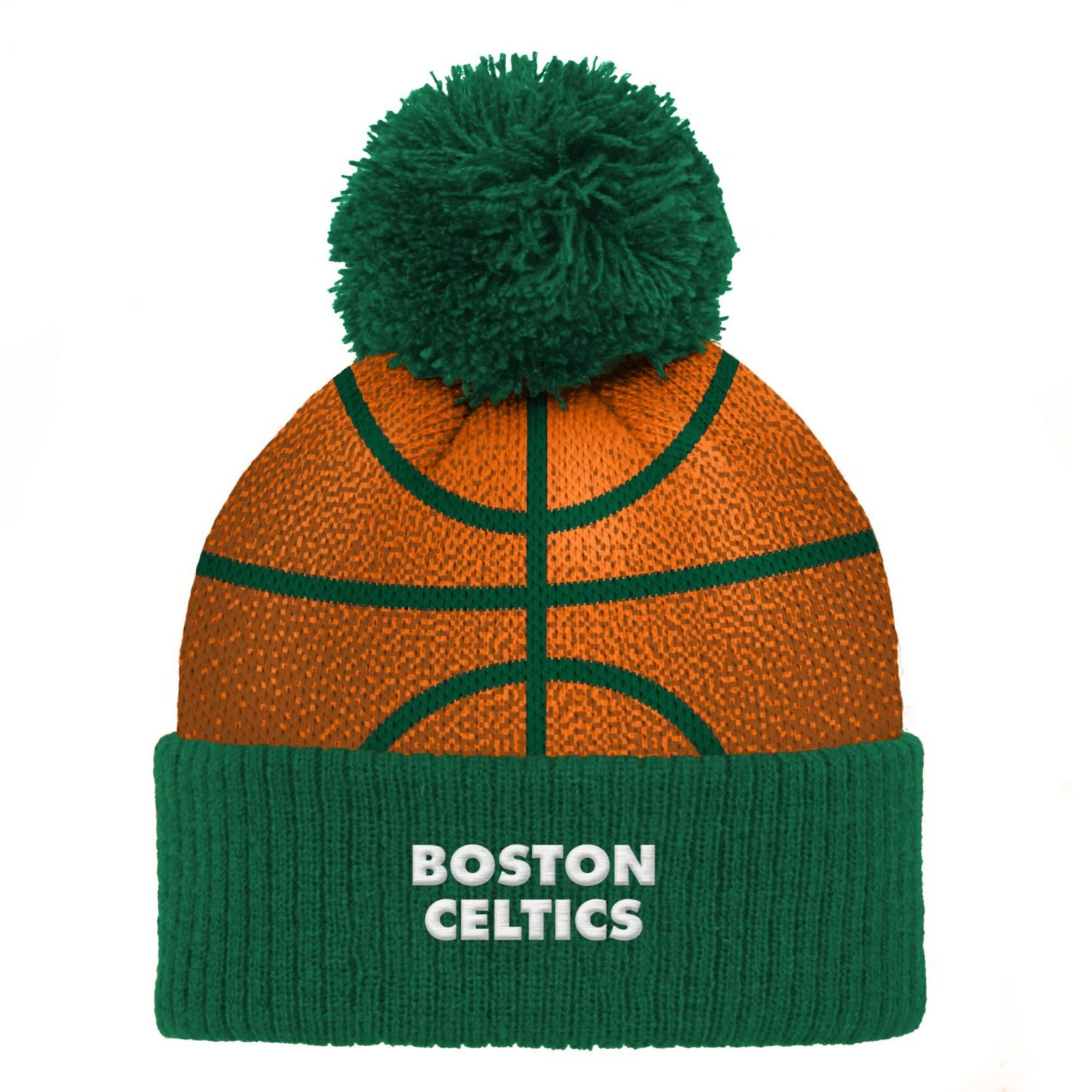 Preschool Kelly Boston Celtics Basketball Head Cuffed Knit Hat with Pom - view number 2