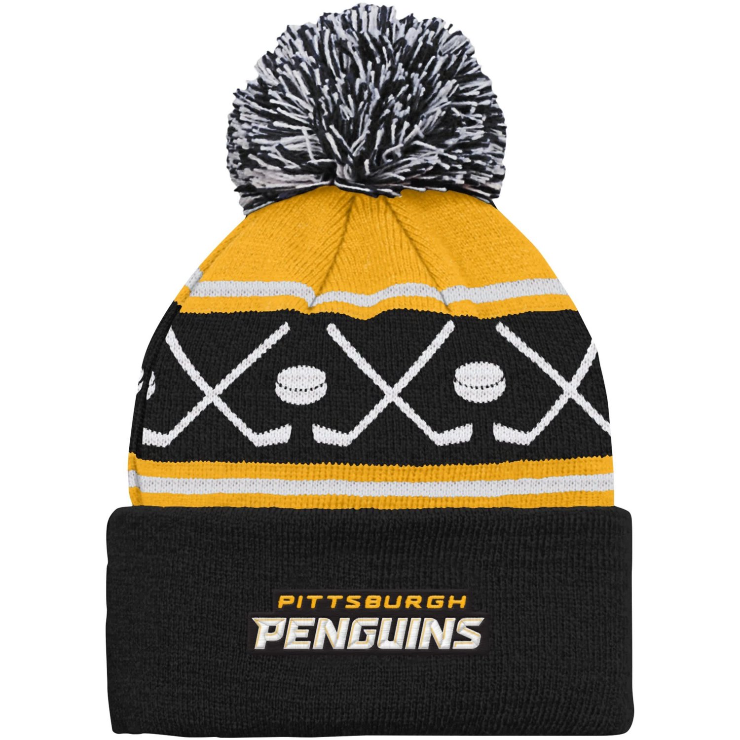 Preschool Pittsburgh Penguins Faceoff Cuffed Knit Hat with Pom - view number 2