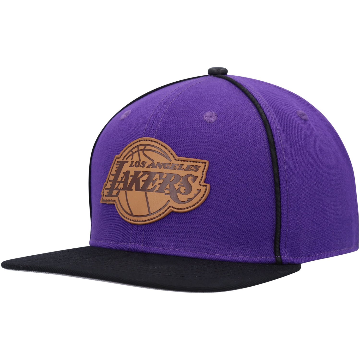 Pro Standard /Black Los Angeles Lakers Heritage Leather Patch Snapback Hat                                                       - view number 3