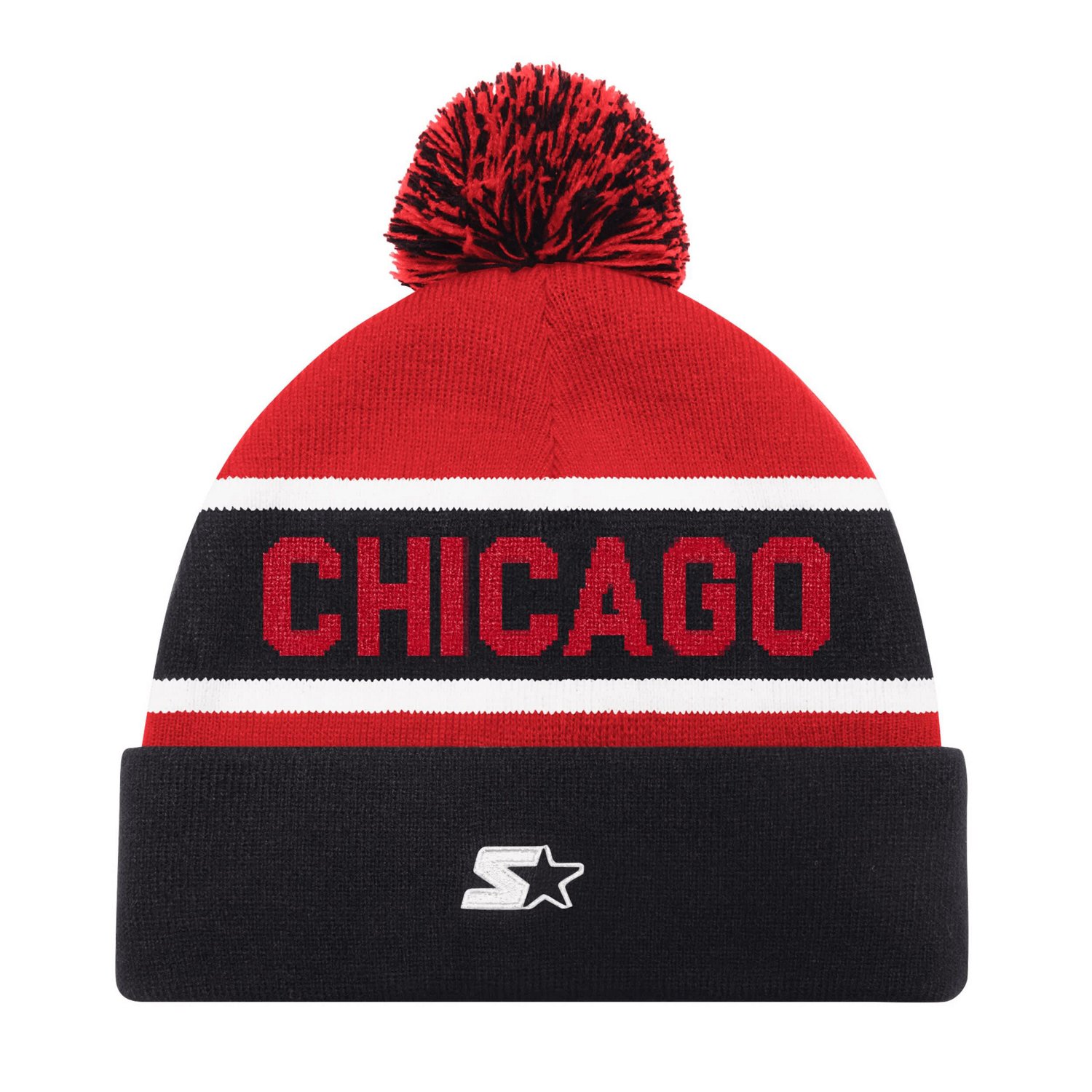 Starter Chicago Blackhawks Cuffed Knit Hat with Pom