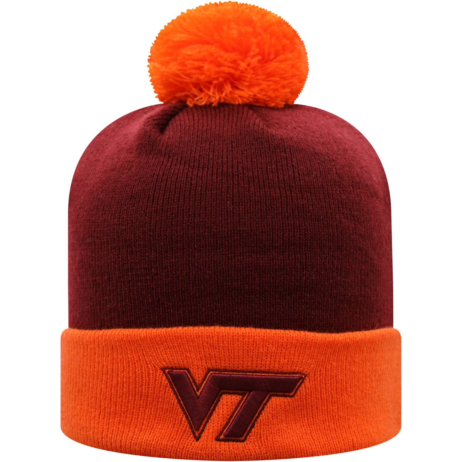Top of the World / Virginia Tech Hokies Core 2-Tone Cuffed Knit Hat with Pom