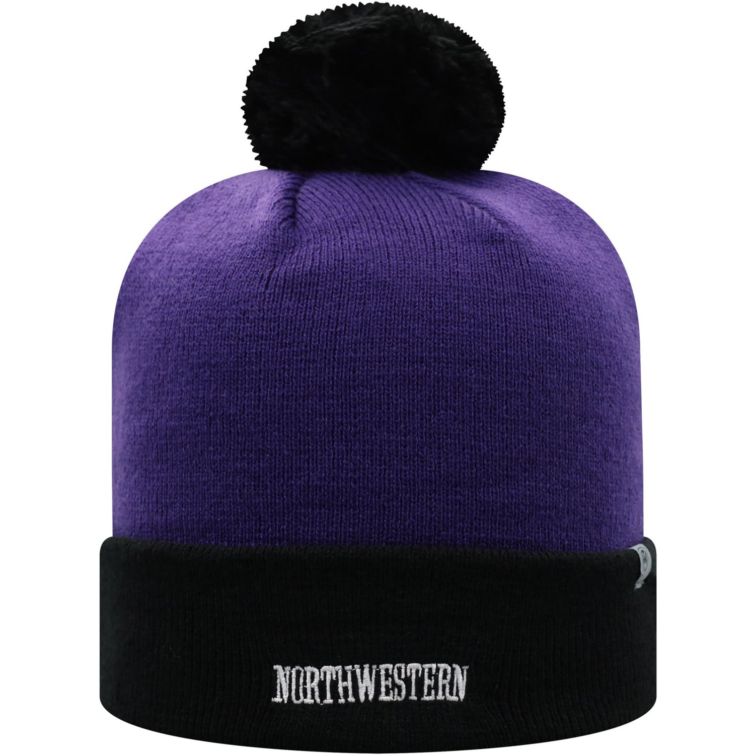 Top of the World /Black Northwestern Wildcats Core 2-Tone Cuffed Knit Hat with Pom                                               - view number 2