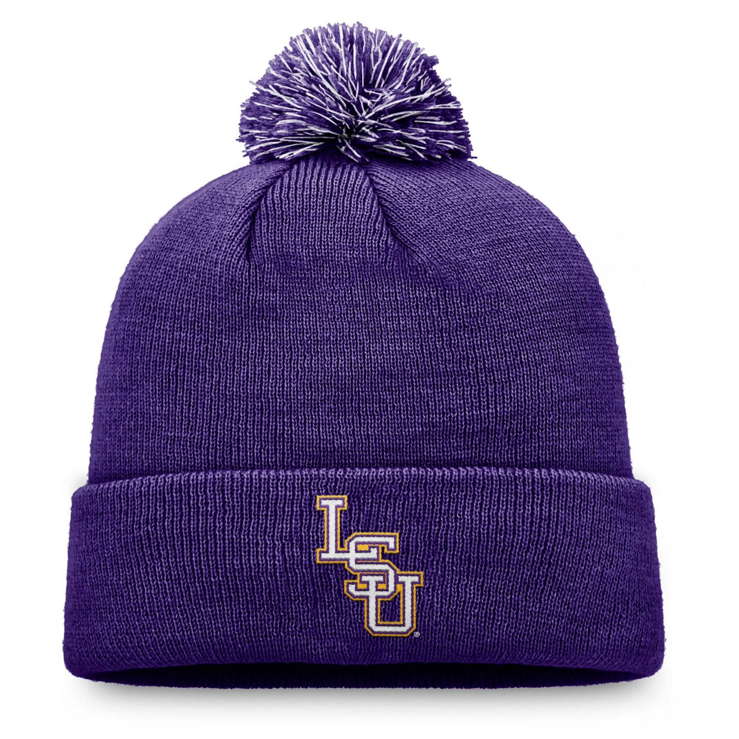 Top of the World LSU Tigers Team Logo Cuffed Knit Hat with Pom