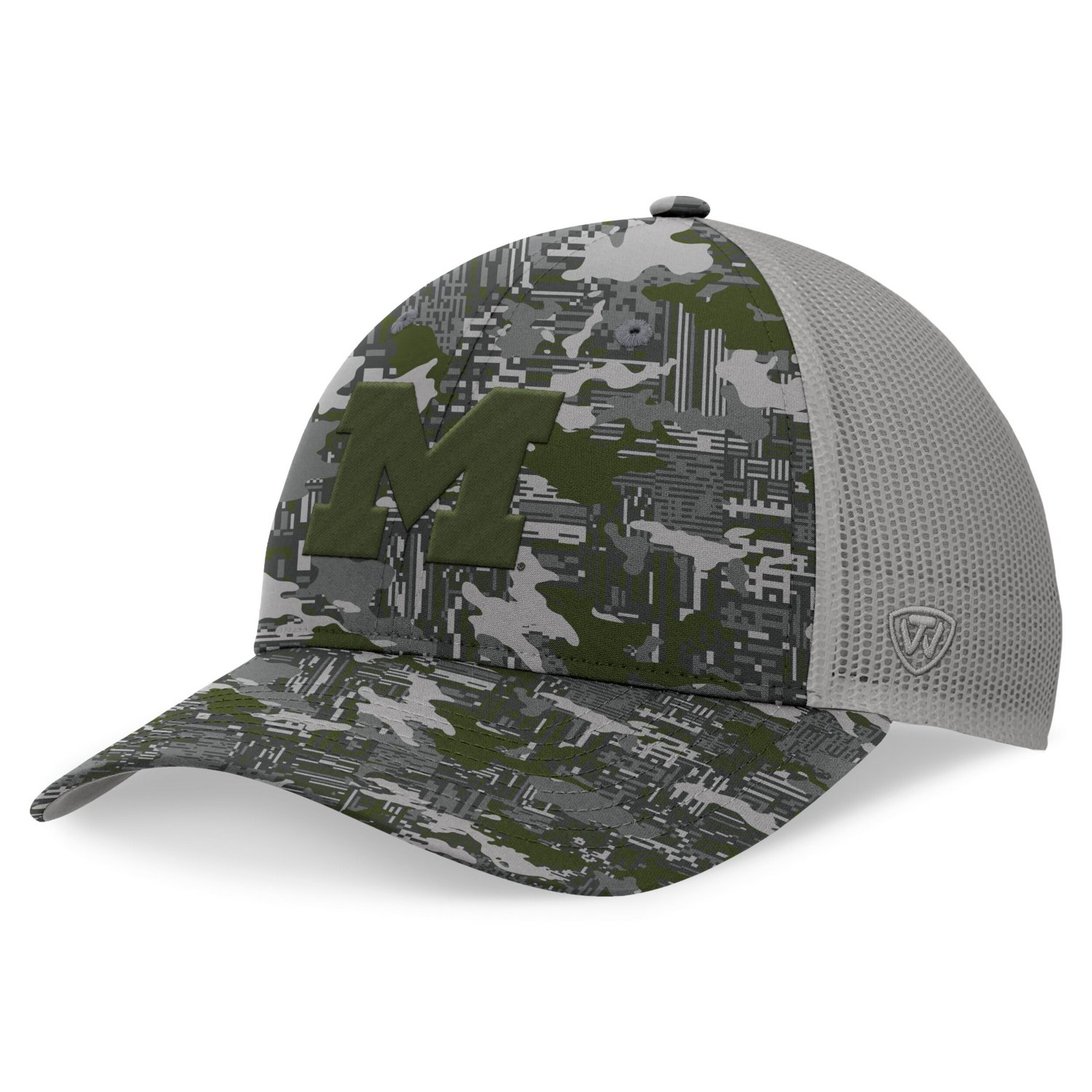 Top of the World Michigan Wolverines OHT Military Appreciation Pledge Trucker Camo Adjustable Hat                                - view number 1