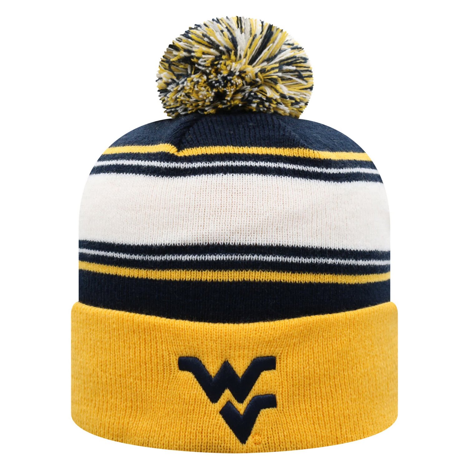 Top of the World West Virginia Mountaineers Ambient Cuffed Knit Hat with Pom