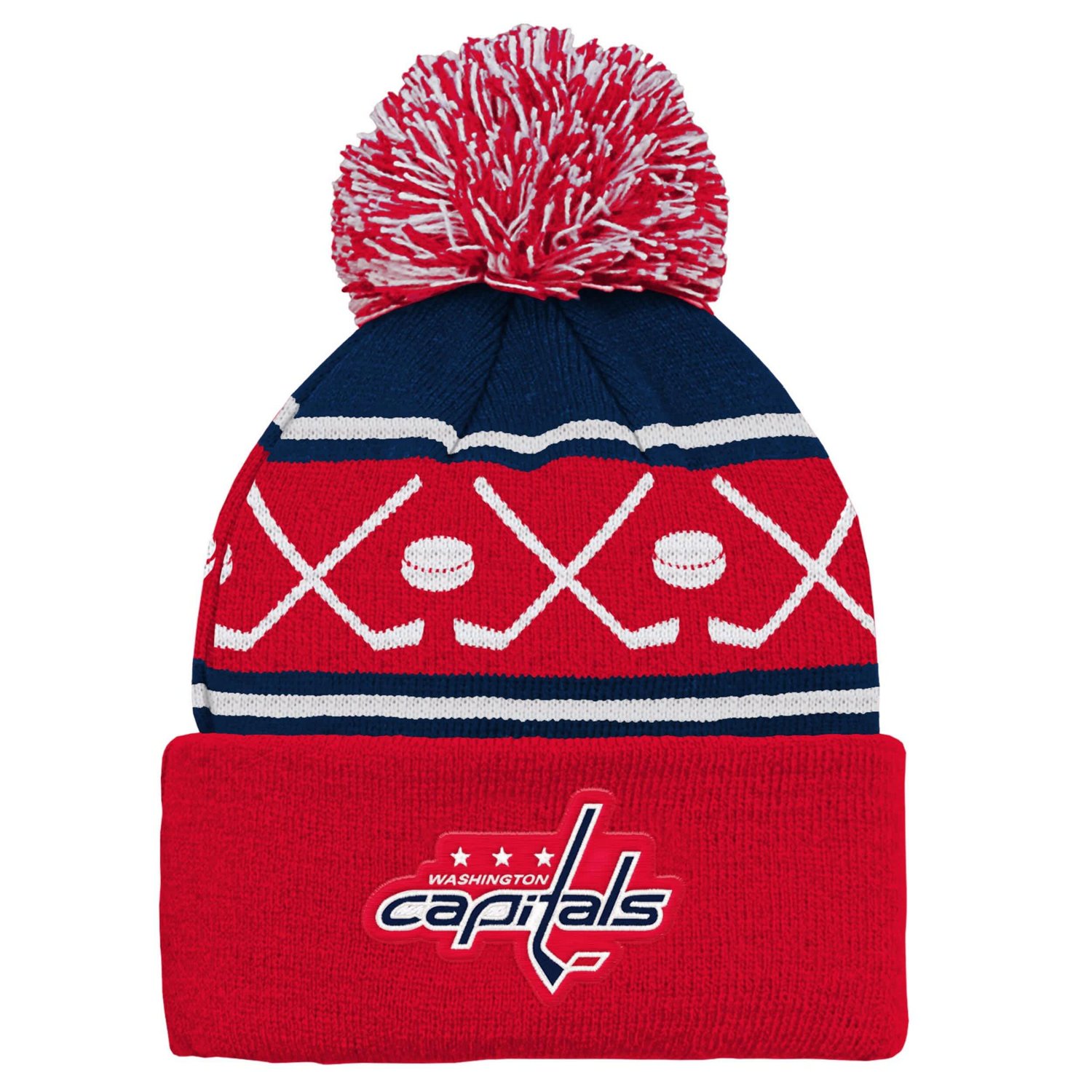 Washington Capitals Face-Off Cuffed Knit Hat with Pom - view number 2