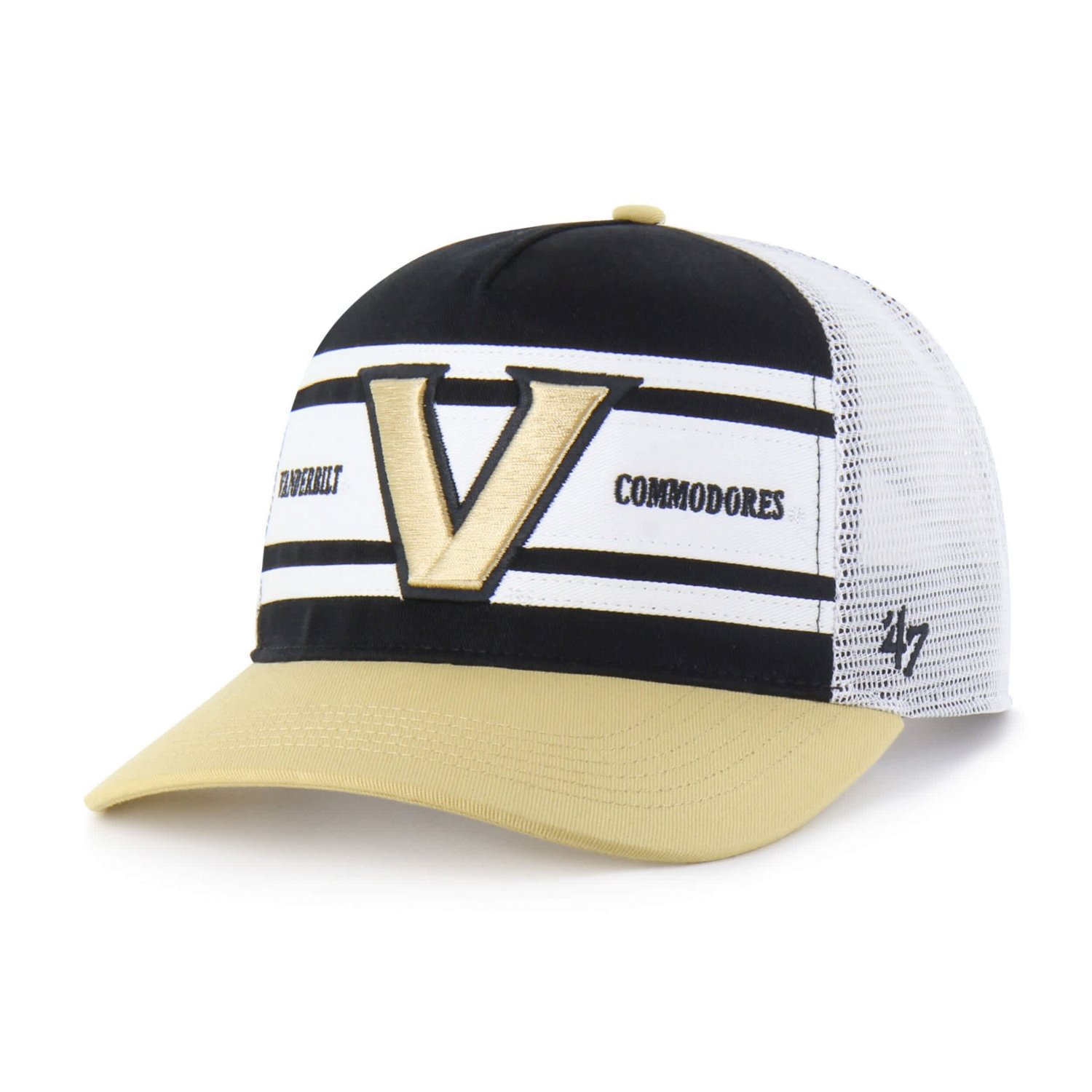 Youth '47 Gold Vanderbilt Commodores Super Stripe Hitch Adjustable Trucker Hat