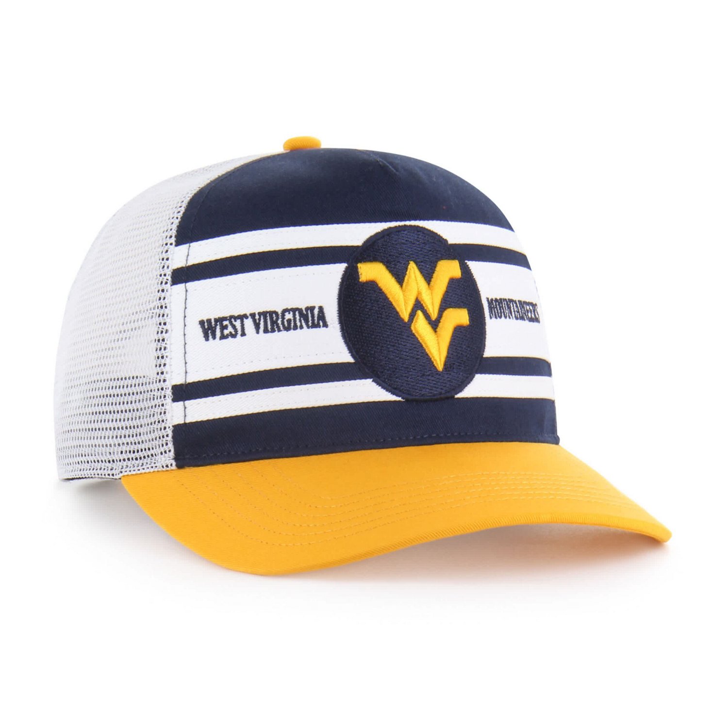 Youth '47 Gold West Virginia Mountaineers Super Stripe Hitch Adjustable Trucker Hat - view number 2
