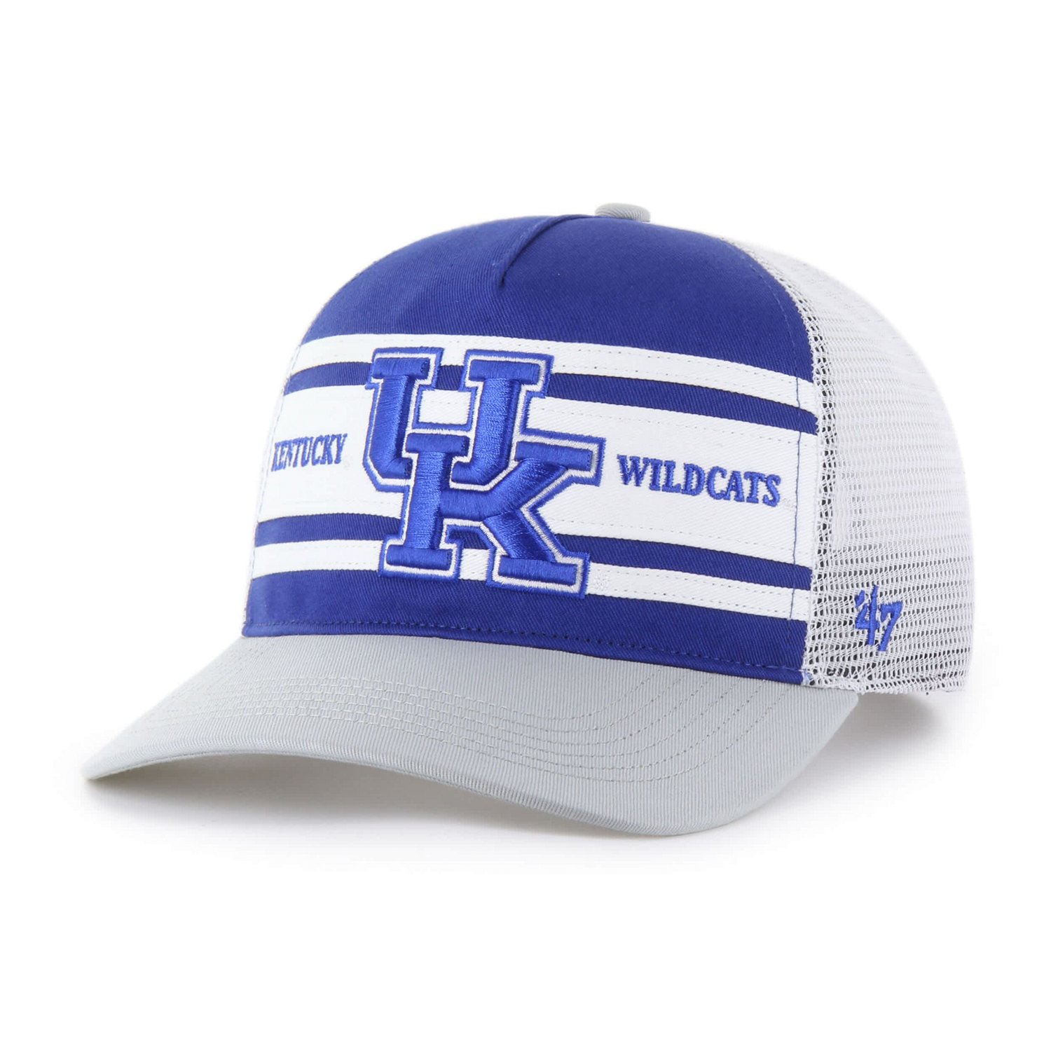 Youth '47 Gray Kentucky Wildcats Super Stripe Hitch Adjustable Trucker Hat
