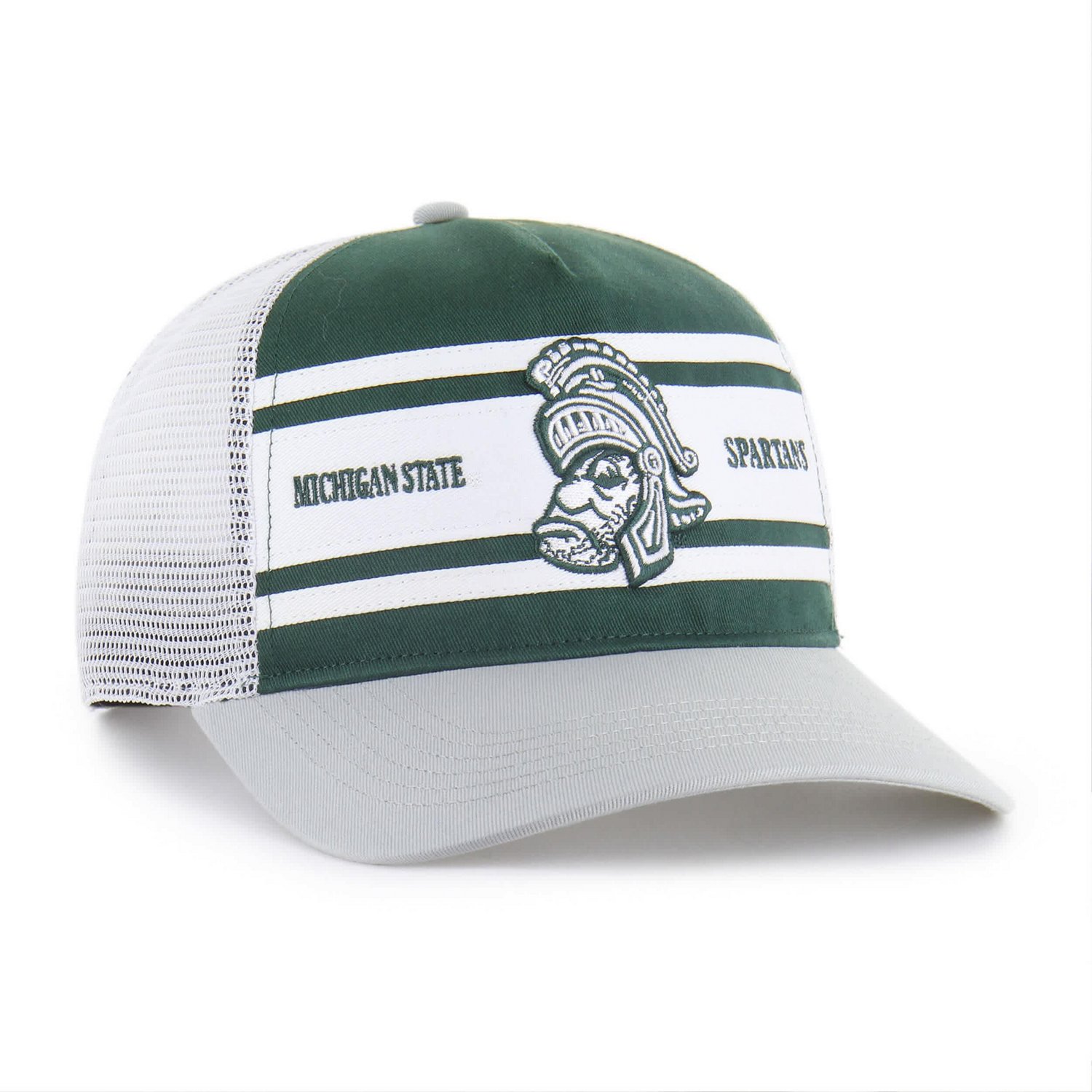 Youth '47 Gray Michigan State Spartans Super Stripe Hitch Adjustable Trucker Hat - view number 2