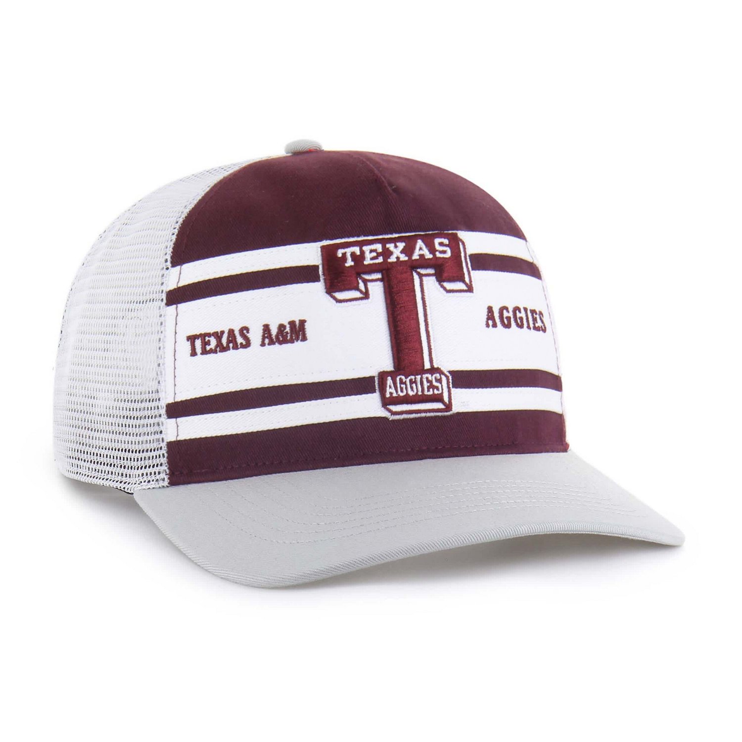 Youth '47 Gray Texas AM Aggies Super Stripe Hitch Adjustable Trucker Hat - view number 2