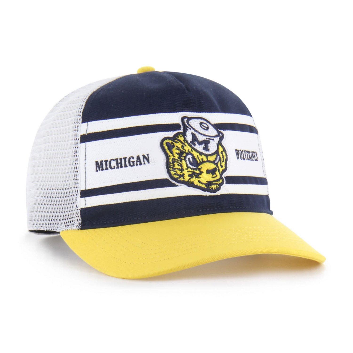 Youth '47 Maize Michigan Wolverines Super Stripe Hitch Adjustable Trucker Hat - view number 2