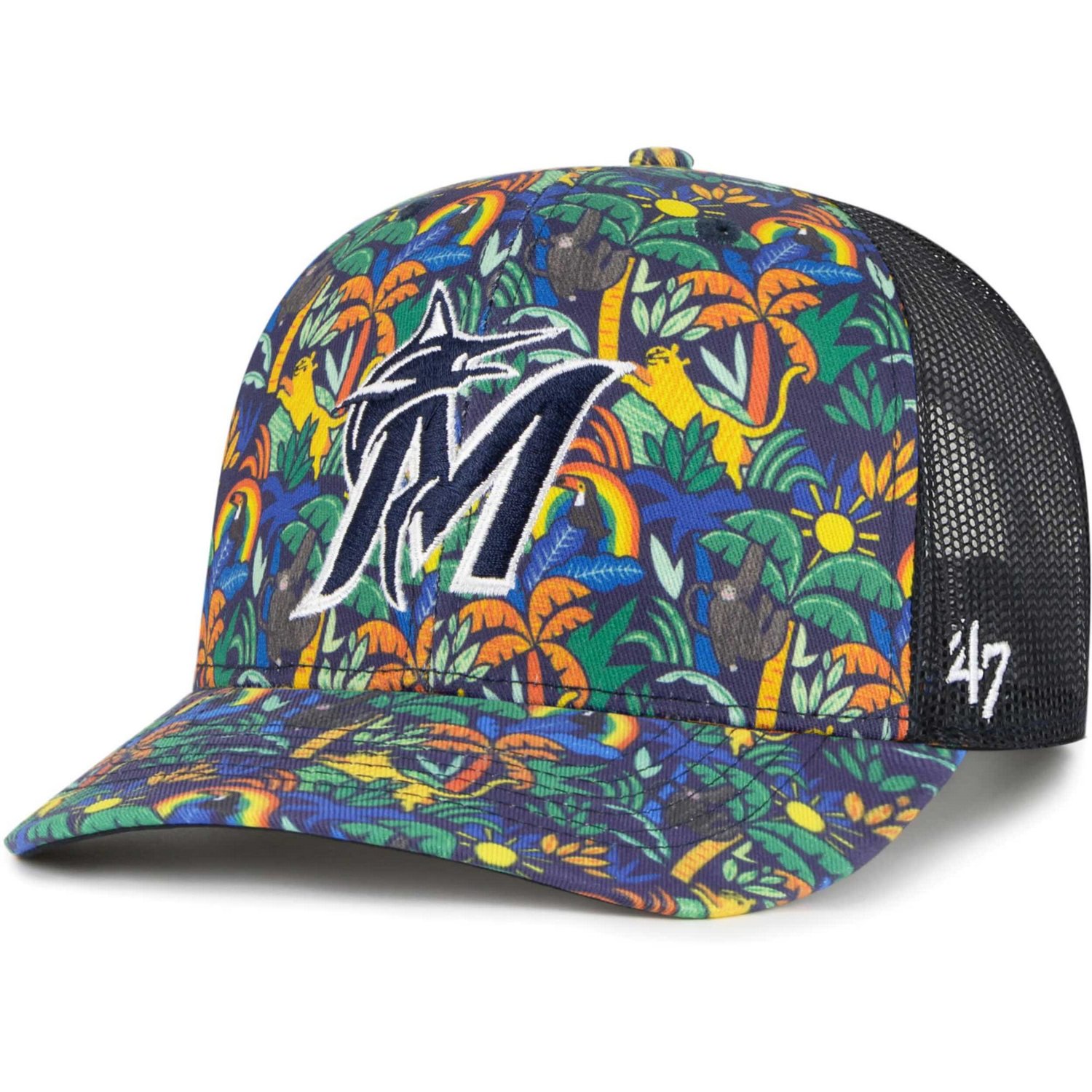 Youth '47 Miami Marlins Jungle Gym Adjustable Trucker Hat - view number 1