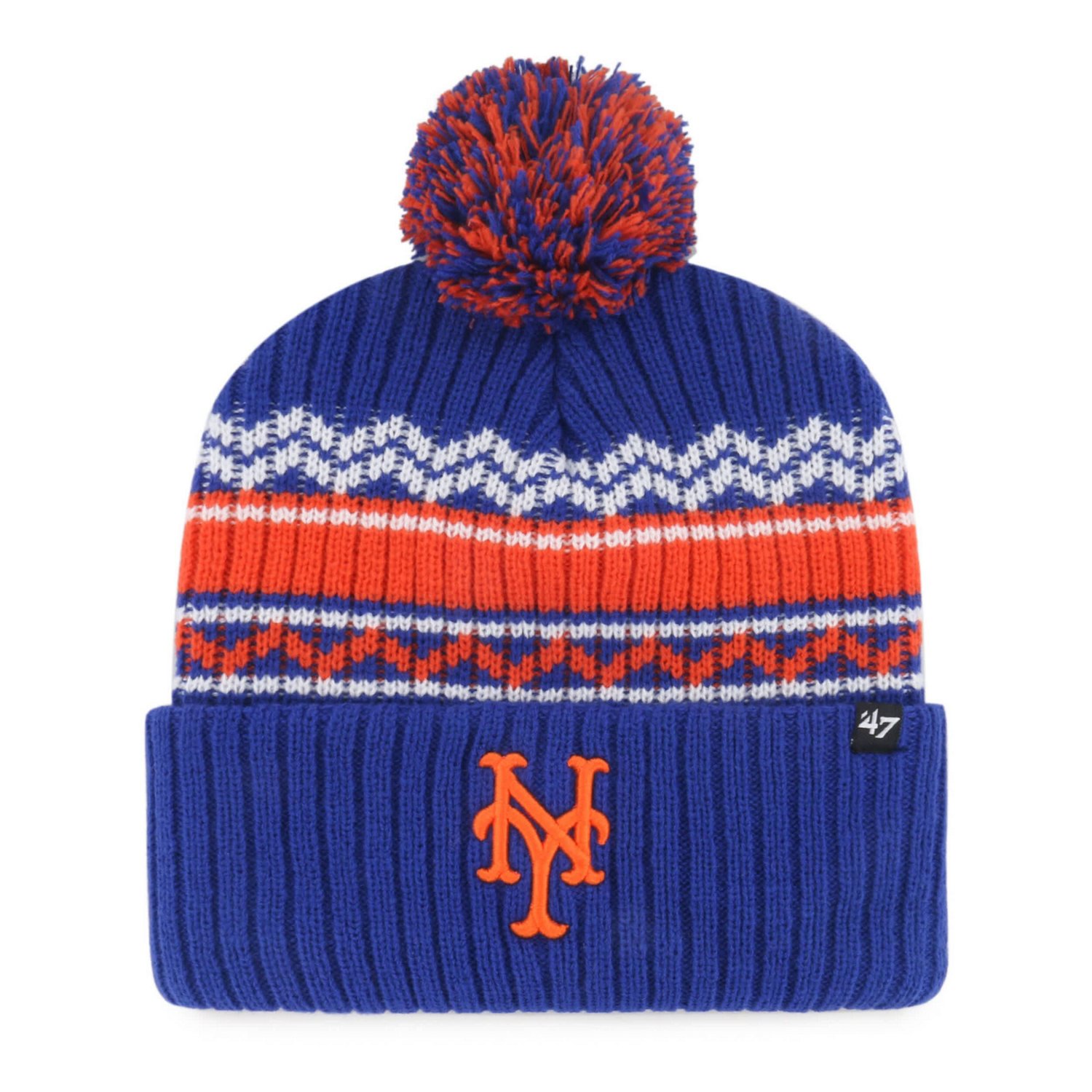 Youth '47 New York Mets Polar Vortex Cuffed Knit Hat with Pom