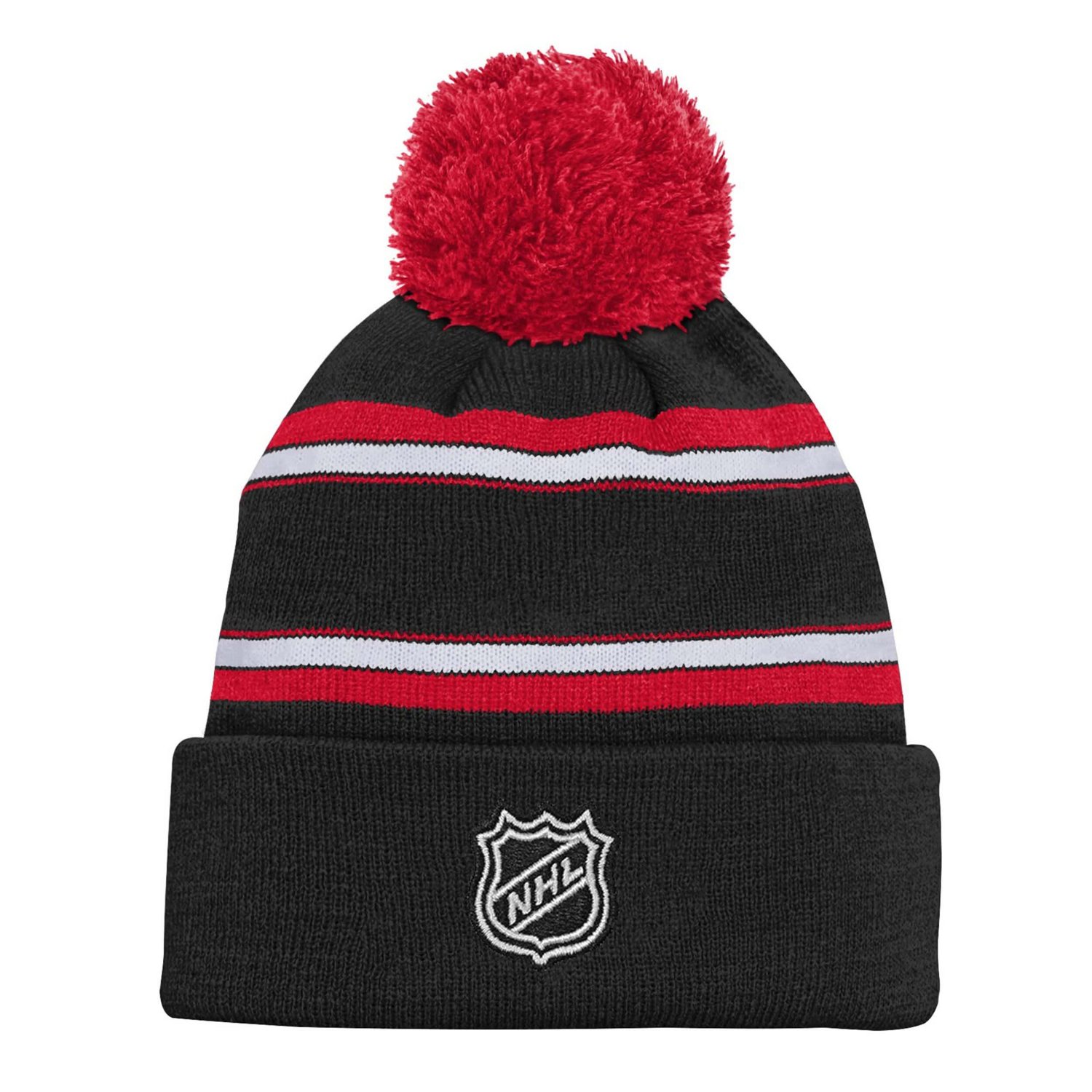 Youth Carolina Hurricanes Jacquard Cuffed Knit Hat with Pom                                                                      - view number 2